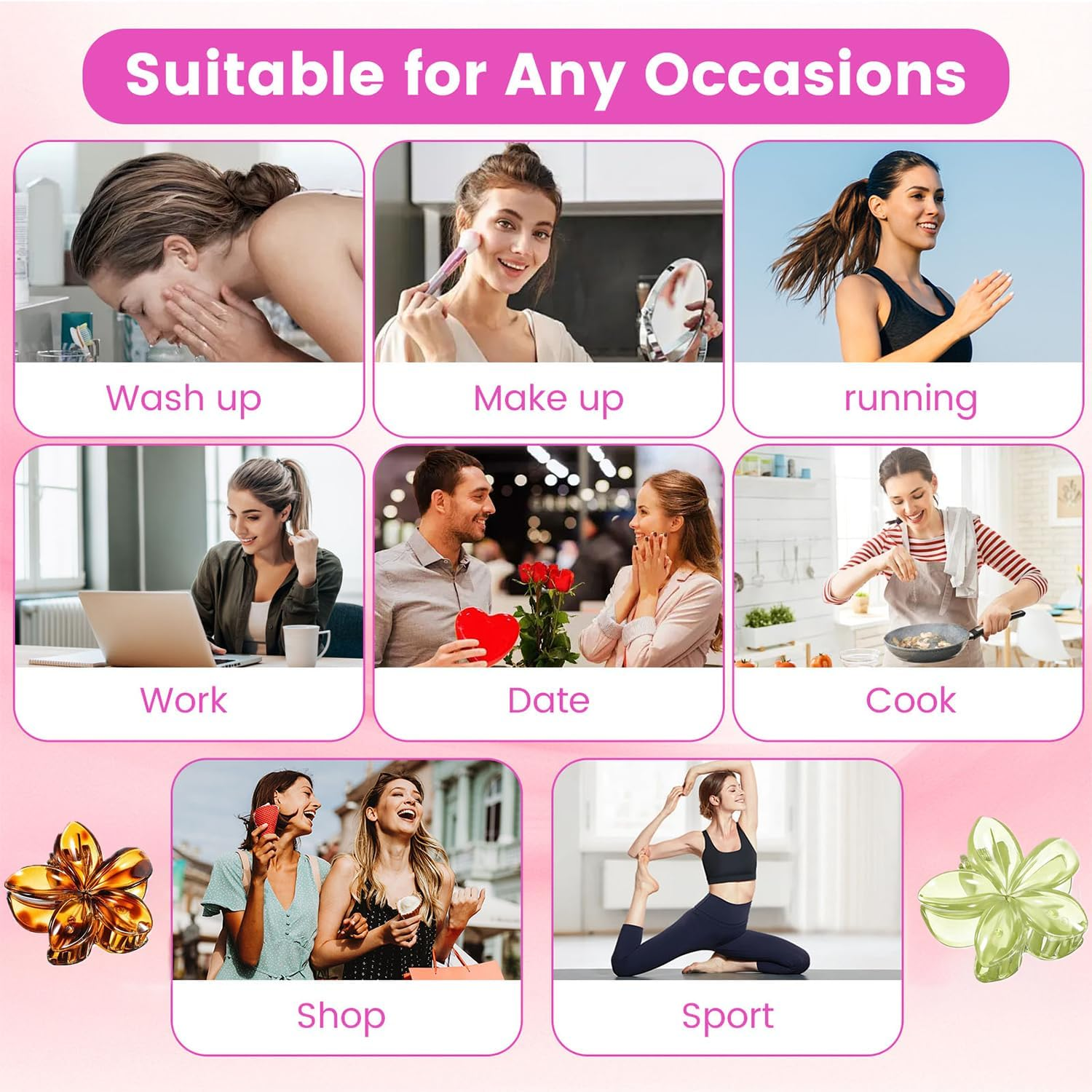 Hawaiian Flower Hair Claw Clamp Strong Hold for Thin Thick Curly Hair Women