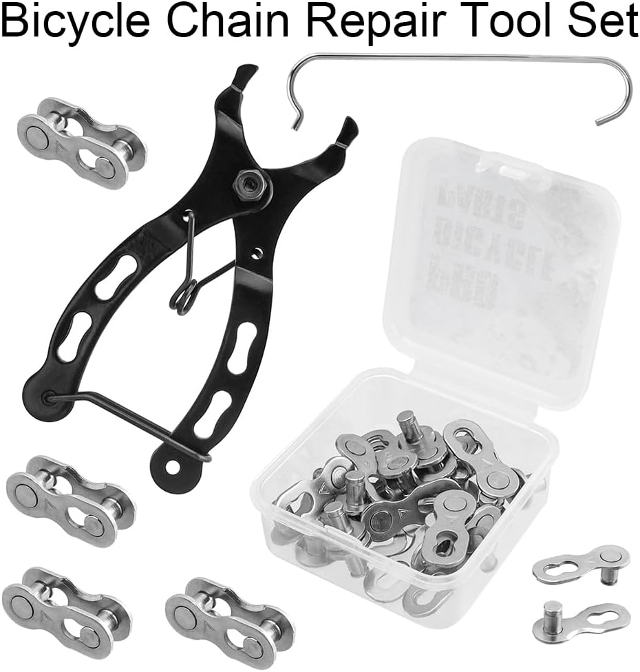 Yakamoz Bicycle Chain Repair Tool Set, 10Pairs Quick Reusable Bike Chain Master Link 6/7/8 Speed Chain Joint Connector + Bike Chain Plier for Speed Chains Repair Tool Kit image number 4