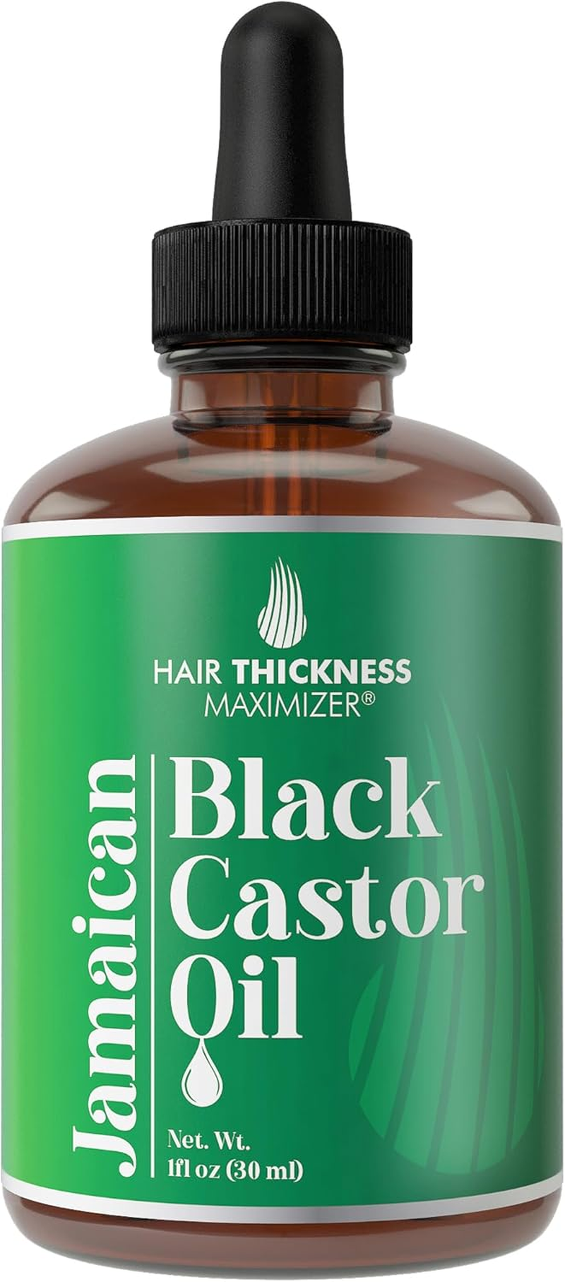 Hair Thickness Maximizer 100% Organic Cold-Pressed Jamaican Black Castor Oil, Unscented, Thickening Hair, Eyelashes, Eyebrows, for Men + Women