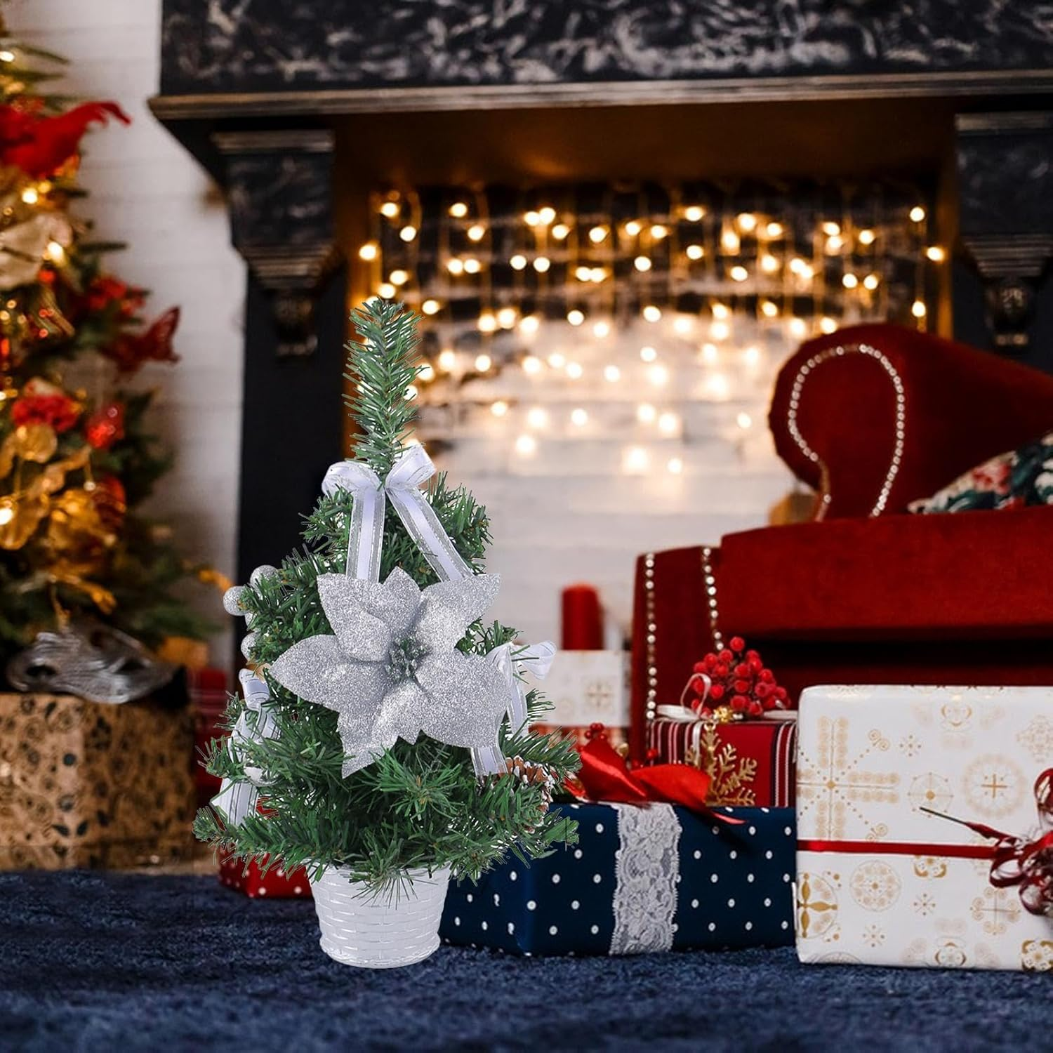 Tabletop Christmas Tree - Small Pine Tree Decorations - Table Small Christmas Tree with Christmas Ornaments for Window, Door, Shelf image number 5