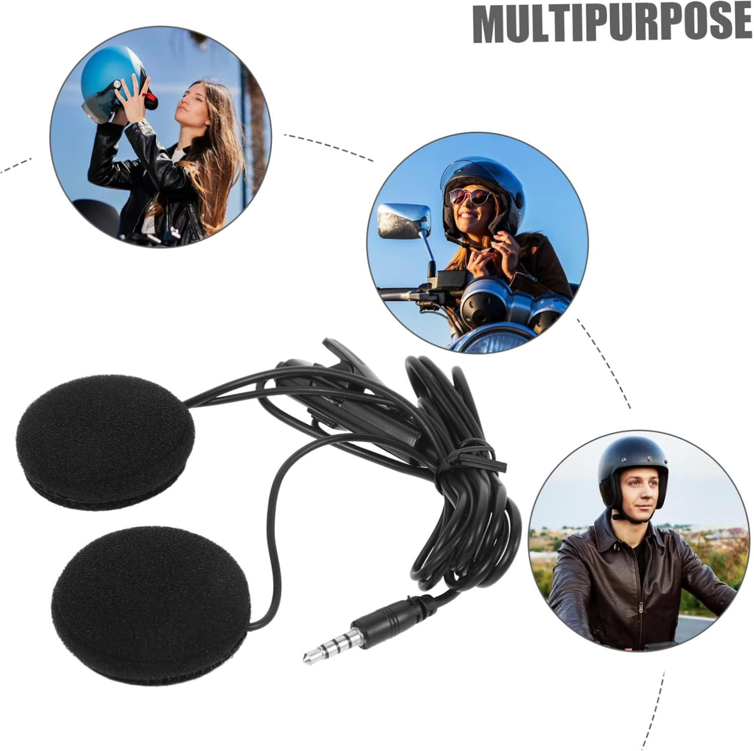 ABOOFAN Motorcycle Helmet Headset with Microphone 4-Core Wired Earphones for Riders Gps Navigation Communication Outdoor Riding Accessory