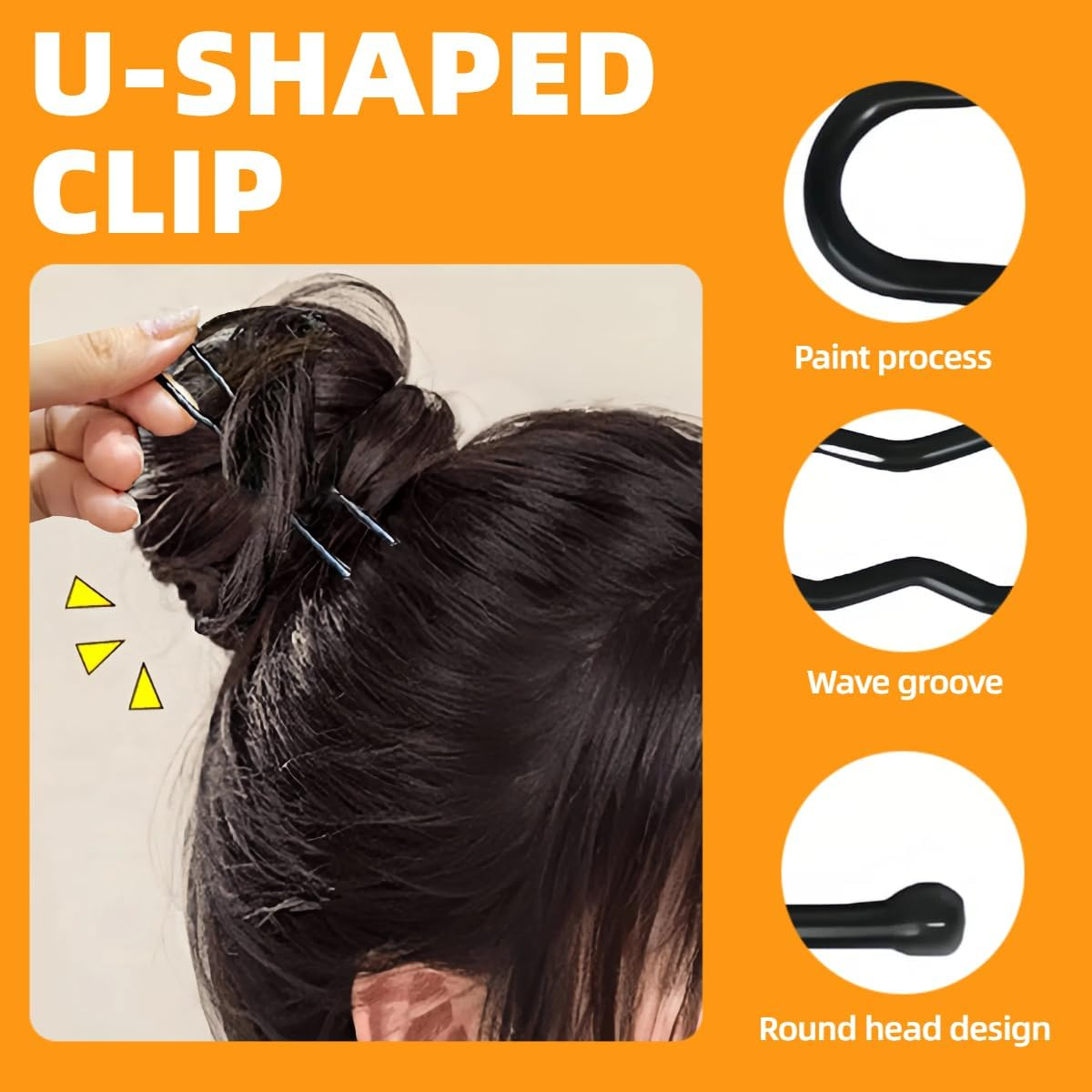 Hair Pins, Black, U-Shaped, Hair Pins, Small Bobby Pins Set with 100 Transparent Rubber Bands and Storage Box, Multiple Sizes, Suitable for Many Occasions image number 3