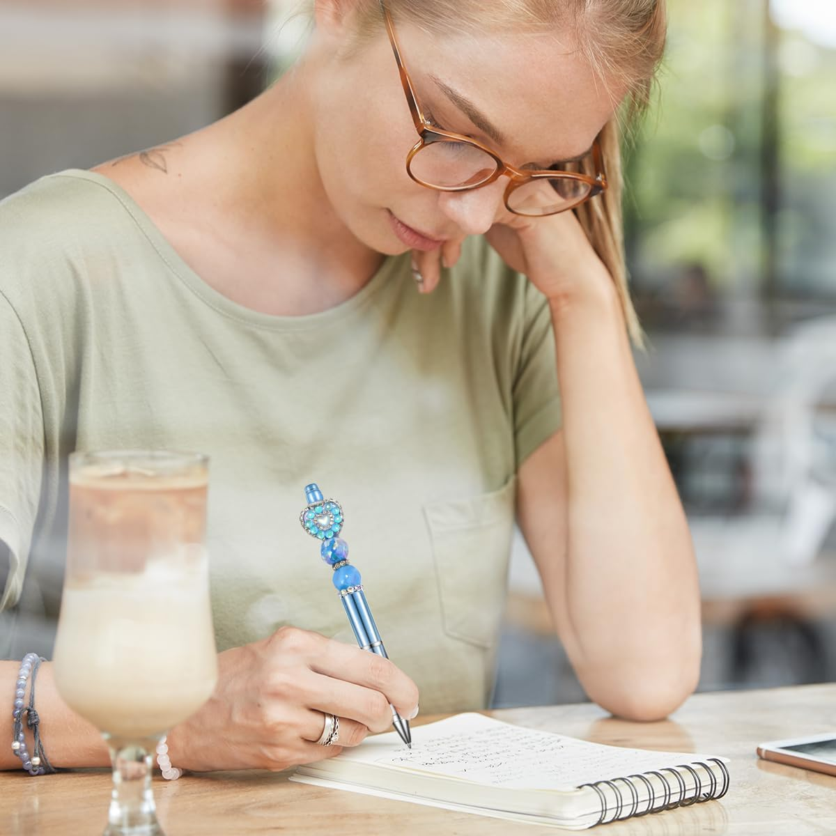 BEZANU Beadable Pens, 12 PCS Bead Ballpoint Pen for School, Office Supplies (14.5Cm/5.7In) image number 6