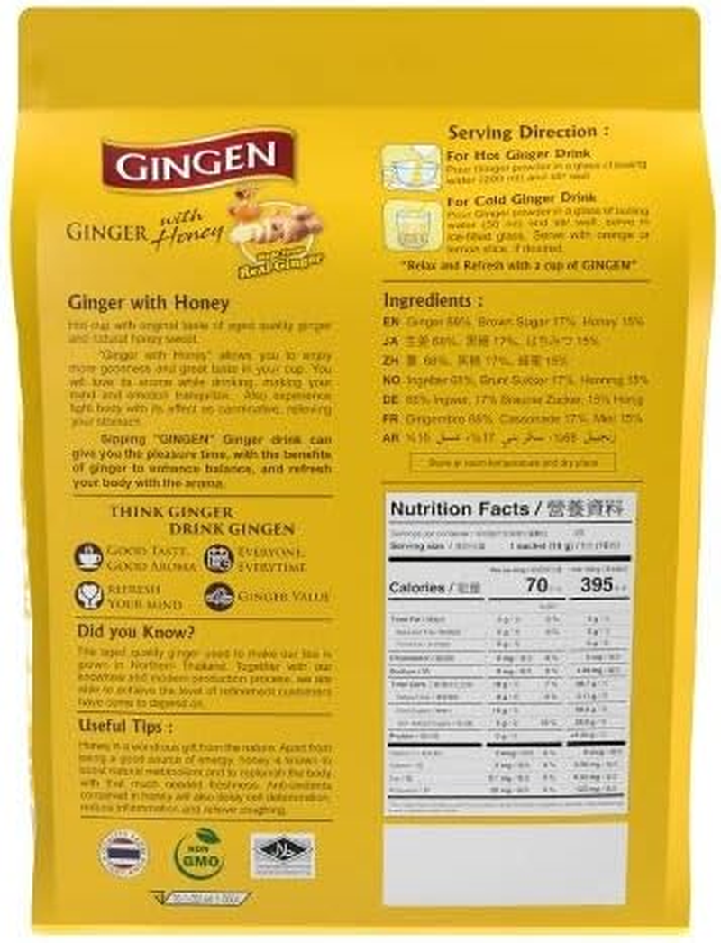 Gingen Instant Ginger Tea with Honey 18G*20 (20 Teabags) image number 4