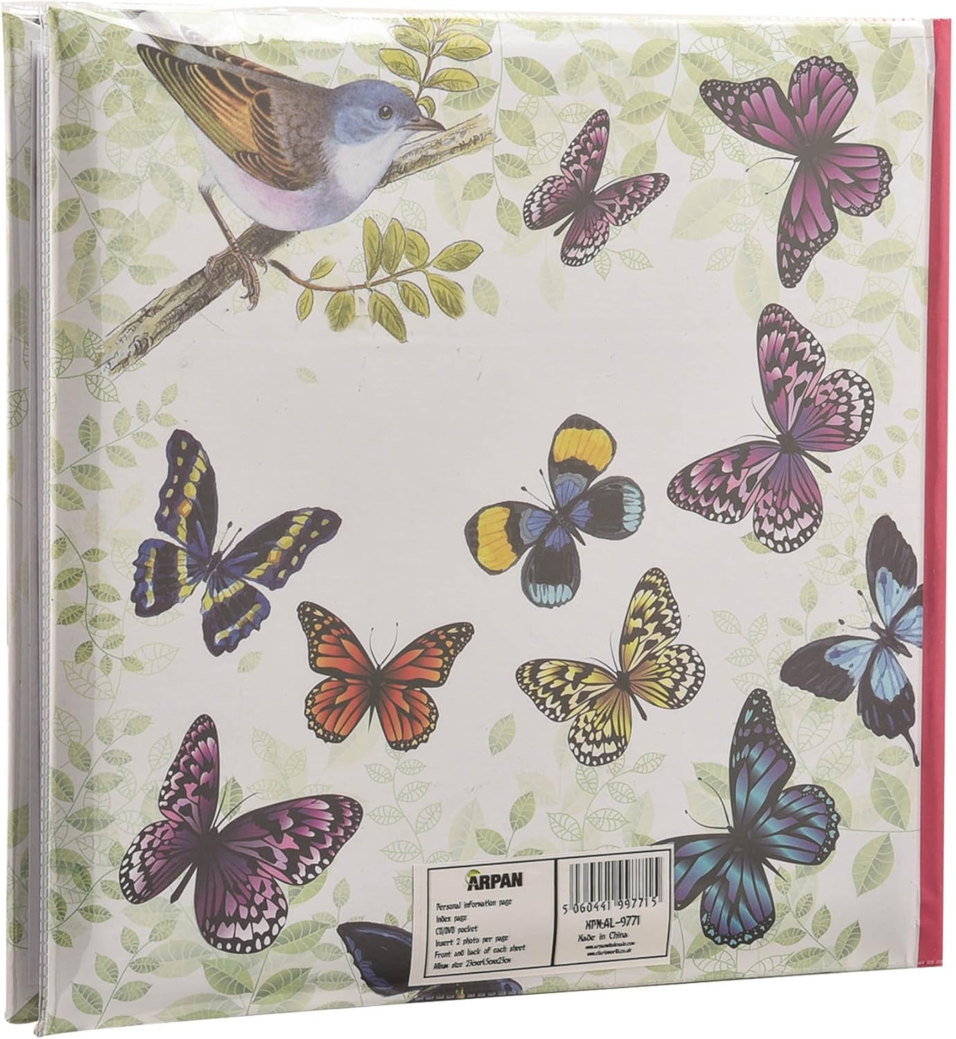 ARPAN Photo Slip in Case Memo Album for 200 of 4 X 6'' Pictures Bird, Vintage Butterfly,
