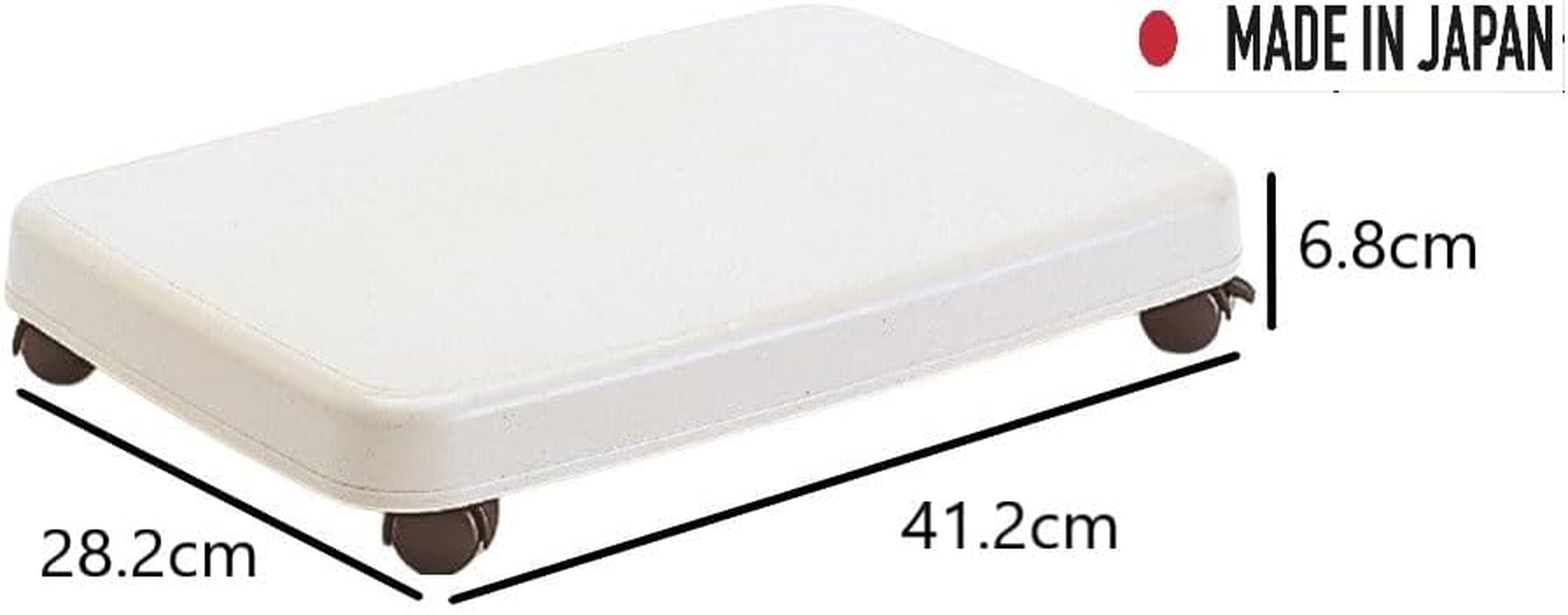 (Sankoplastic) Sanko Plastic Trolley Rakugoro L White W 16.2 X D 11.2 X H 2.7 Inches (W 41.2 X D 28.2 X H 6.8 Cm), Made in Japan with Non-Slip Seal, Indoor Dolly with Stopper Casters