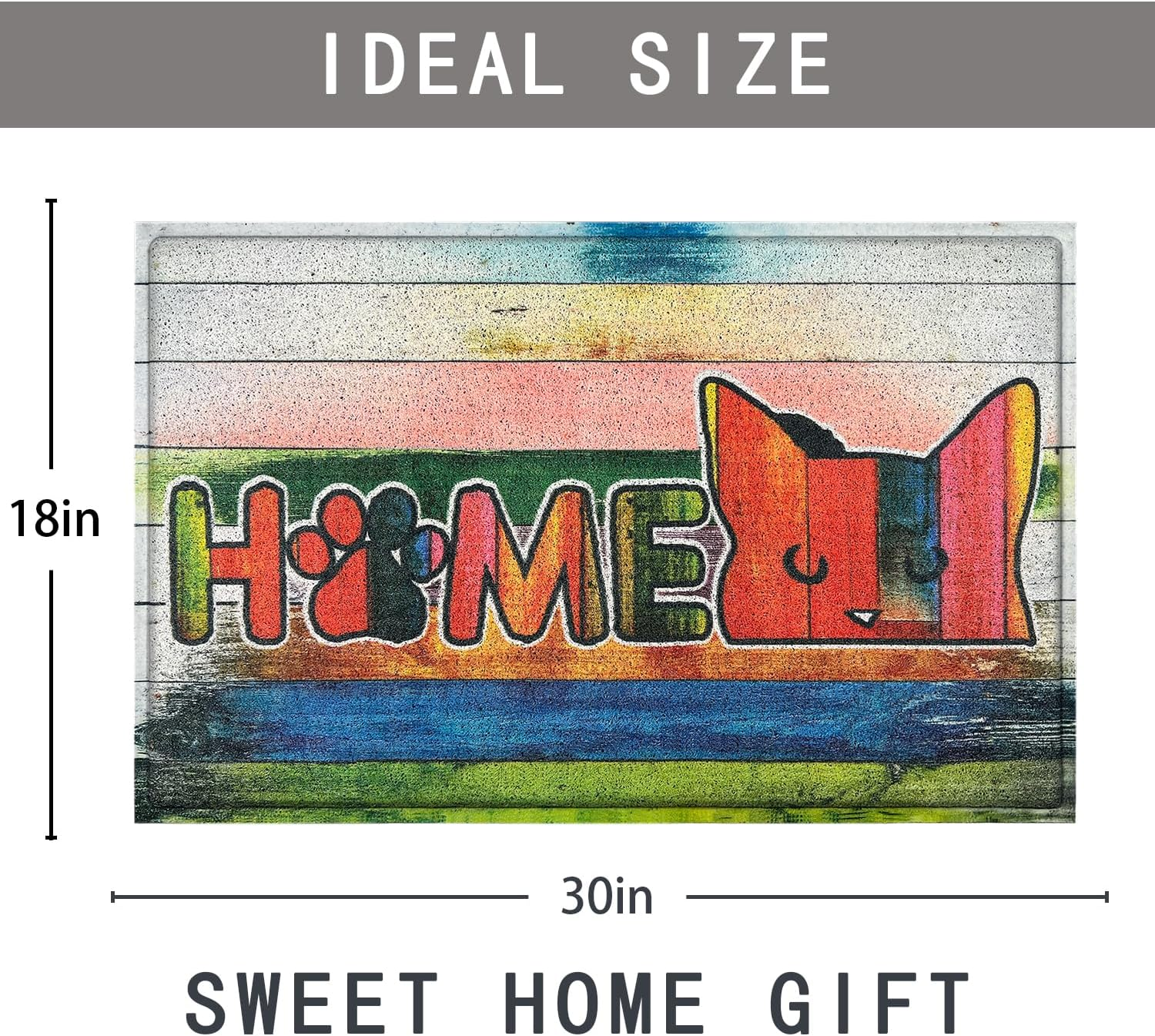 JJUUYOU Funny Cat Front Door Mats Welcome Mat for Home Entrance Doormat Outdoor Indoor Non Slip Rubber Backing Black Doormat Waterproof Floor Doormats Porch Shoe Rugs image number 1