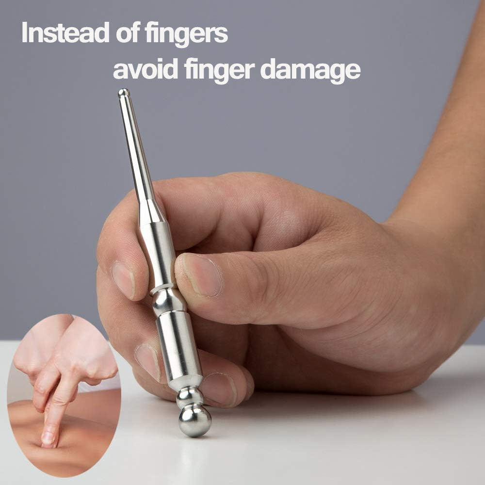 Stainless Steel Manual Acupressure Pen-Trigger Point Massage Tool-Reflexology Pressure Point Massager Tool for Relaxing Deep Tissue (S) image number 1