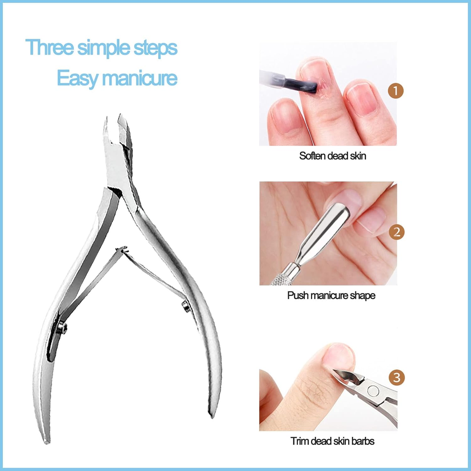 Cuticle Nippers, Cuticle Nippers Stainless Steel with Sharp and Smooth Cut, Cuticle Trimmer Fine for Removing Excess Torn Skin on Fingers and Toes image number 5