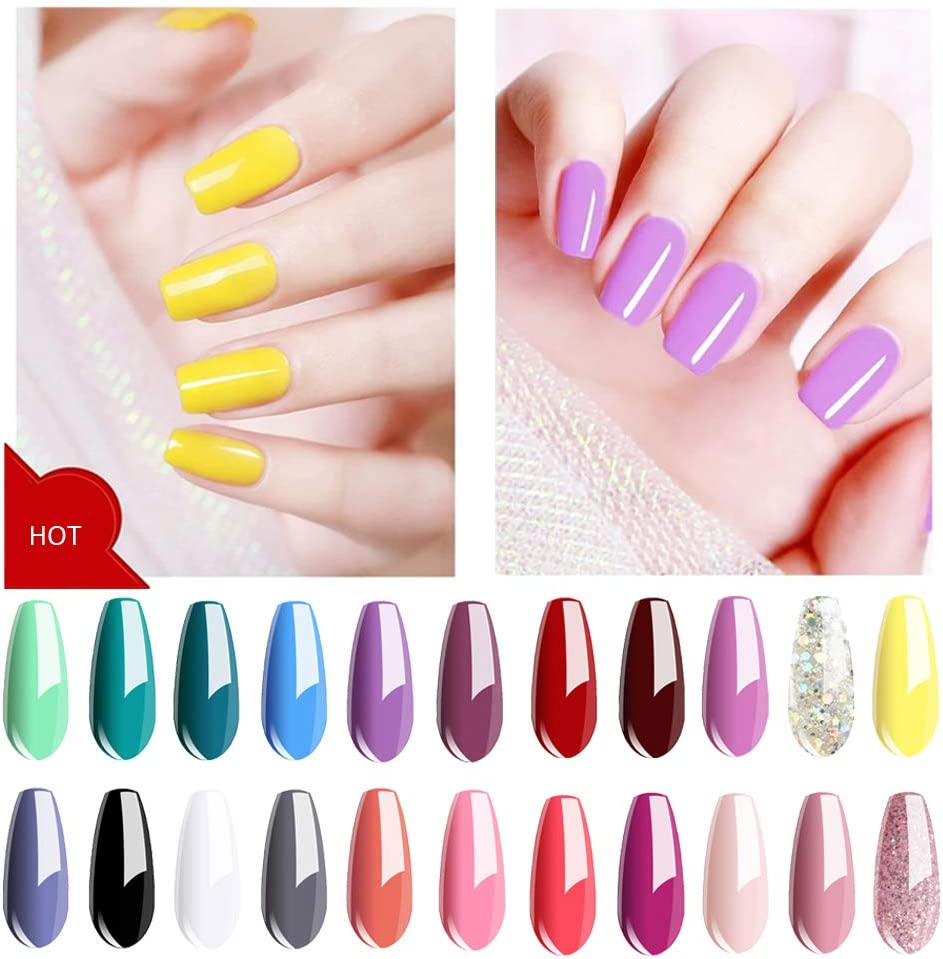 Vishine 24 PCS Soak off UV Led Gel Nail Polish Plain Range - 22 Color Gel Polish & No Wipe Base and Top Coat Starter Gel Nail - White image number 7