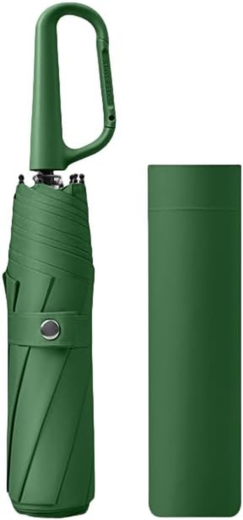 Compact Folding Umbrella Carabiner Handle Coating Layer Fabric Blocking UV Protection 99.9%/Car/Small Travel Backpack/Lightweight Portable/Rain Sun anti UPF 50/Men Women Kids image number 1