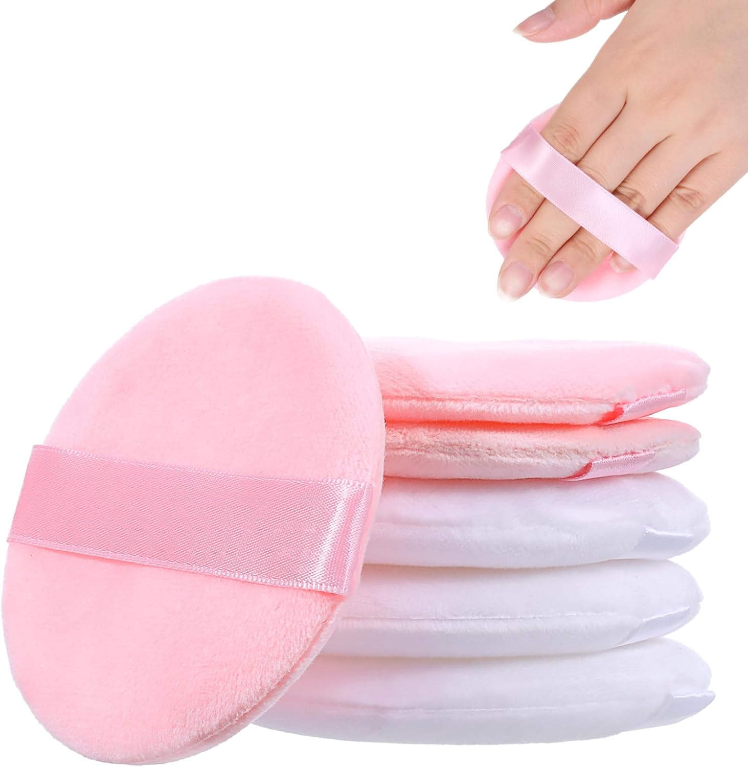 Pack of 6 8 Cm round Powder Puffs, Large Velour Face Body Powder Puffs, Loose Powder Puffs, Ultra Soft, Washable, Reusable Cotton Powder Puff, Body Powder Puffs, for Wet Dry Make up Tool image number 6