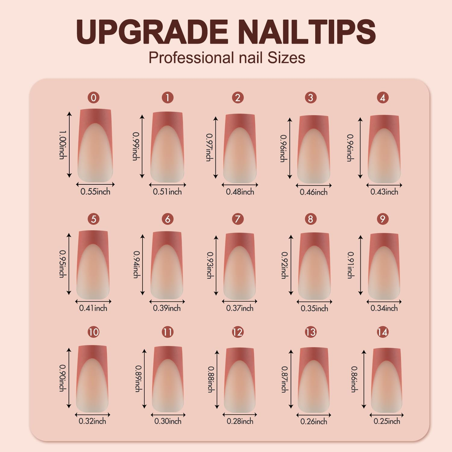 150 Pcs French Nail Gel Tips Long Square Nail Tips Pre-French Tips Press on Nails False Nails for DIY Nail Art in 15 Sizes image number 4