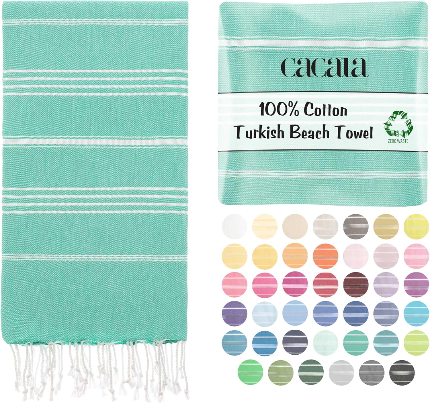 CACALA Pure Series Turkish Bath Towels &ndash; Traditional Peshtemal Design for Bathrooms, Beach, Sauna &ndash; 100% Natural Cotton, Ultra-Soft, Fast-Drying, Absorbent &ndash; Warm, Rich Colors with Stripes