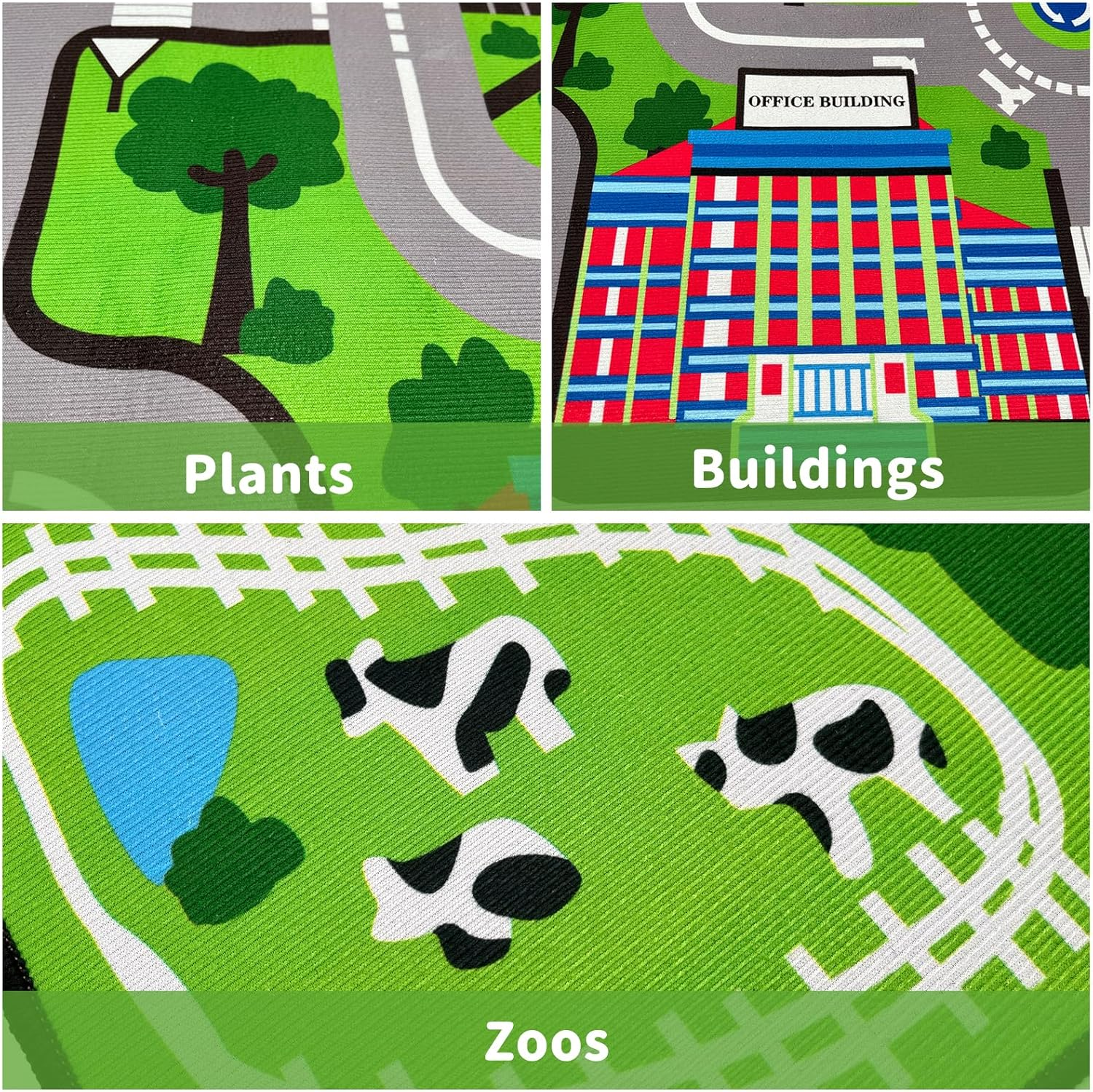 Kids Play Rug Carpet Town City Industrial Farm Road Car Mat 160X120Cm Kids Playmat Exercise Mat Learning Educational Area Rug for Children Boy Girl Kids Bedroom Playroom (Style B, 120X160Cm) image number 5