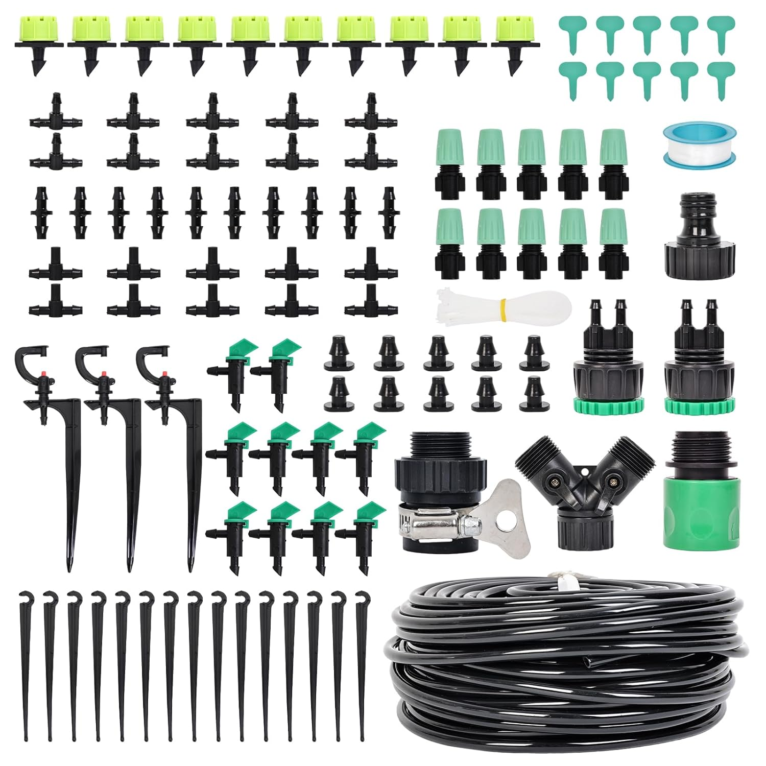 HOINCO 98FT 153Pcs Drip Irrigation Kit,Drip Irrigation System Kit Automatic Irrigation System Patio Misting Plant Watering System for Garden, Greenhouse, Flower Bed, Patio, Lawn. image number 1