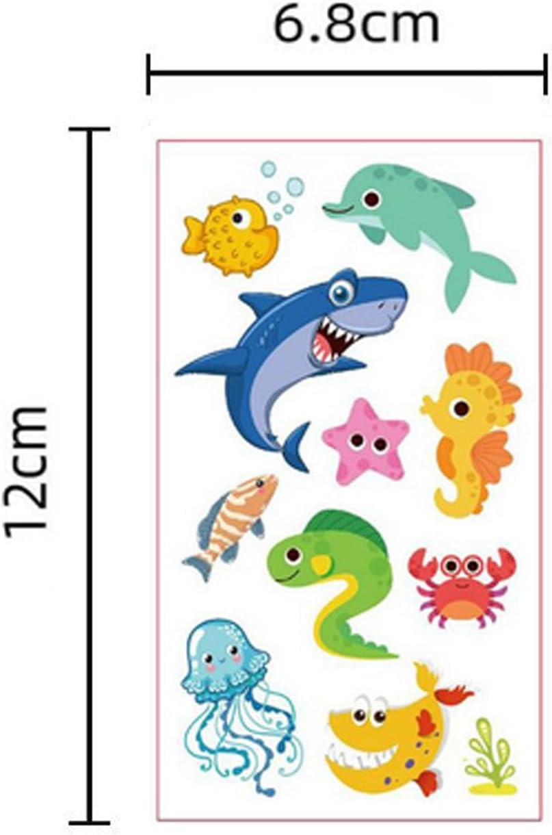 Ocean Animals Temporary Tattoos, 10 Sheets under the Sea Creature Animal Tropical Ocean Fish Shark Dolphin Waterproof Tattoo Stickers for Birthday Party Favor Supplies Decoration - Unicorn image number 3