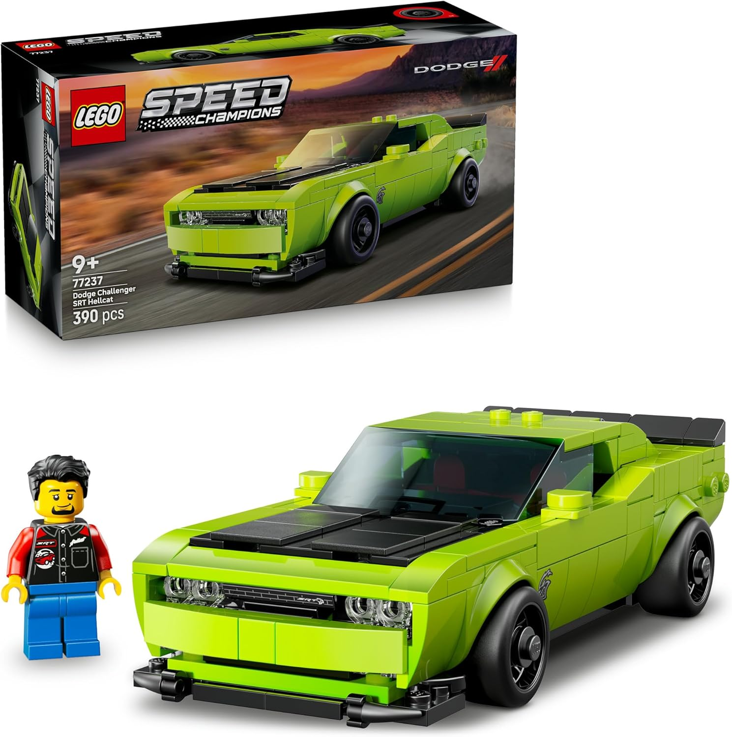 LEGO&reg; Speed Champions Dodge Challenger SRT Hellcat Sports Car 77237 Toy Playset with 1 Collectible Minifigure, Model Kit and Building Set for Kids, Toy for Boys, Girls and Vehicle Fans image number 3