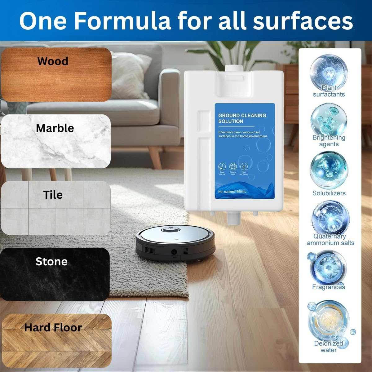 Dreame Cleaning Solution &ndash; 1 L Floor Cleaner Detergent for Dreame L20 / L10 Robot Vacuum Mop, Refill Cleaning Detergent &ndash; 3-Bottle Set image number 5