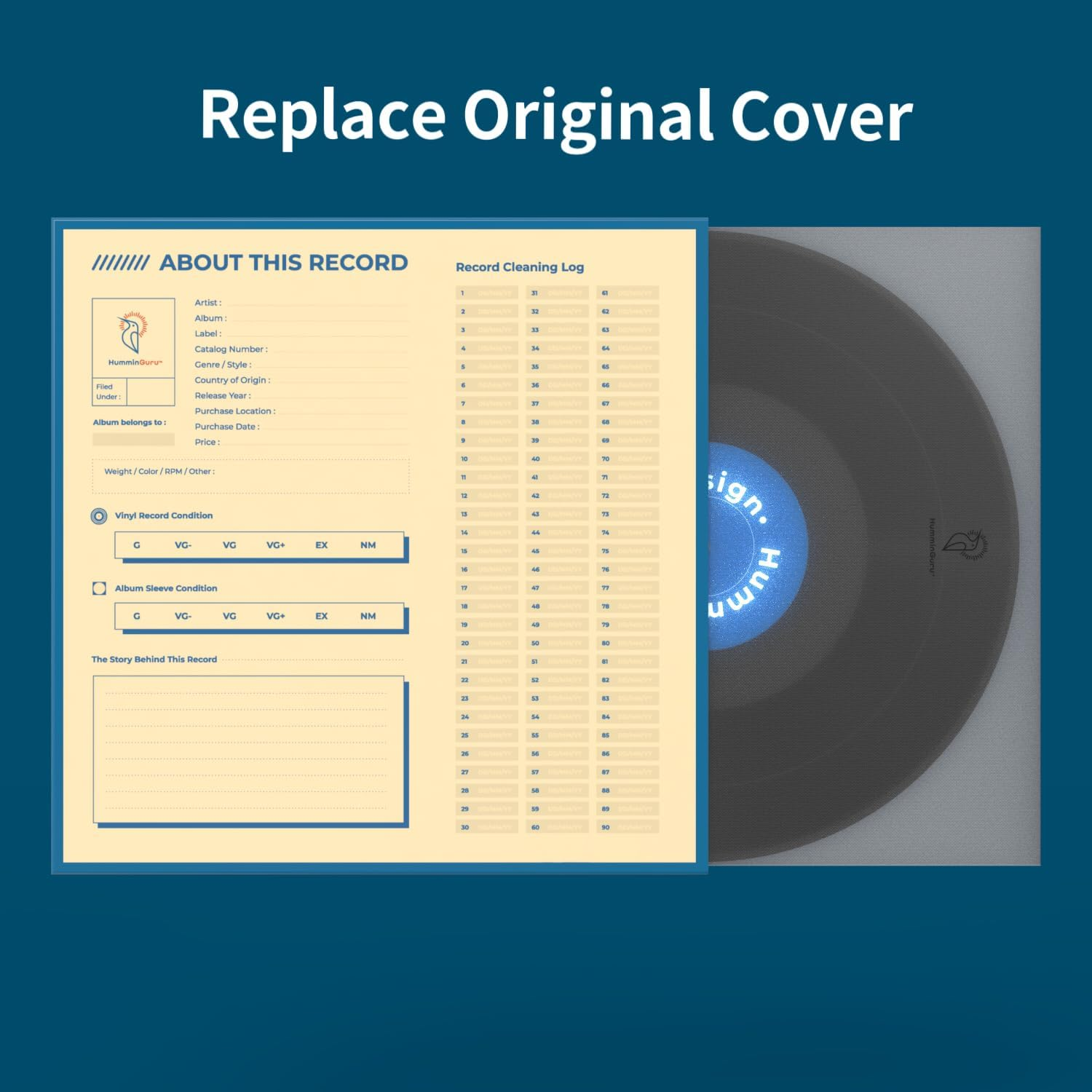 Humminguru 12 Inch Album Jackets, 400GSM Cardboard Vinyl Record Jackets, Blank Cardboard Jackets for Replacing Album Covers and Record Covers, Heavy LP Vinyl Covers, 5Lbs,25Pack (12" Album Jackets) image number 3