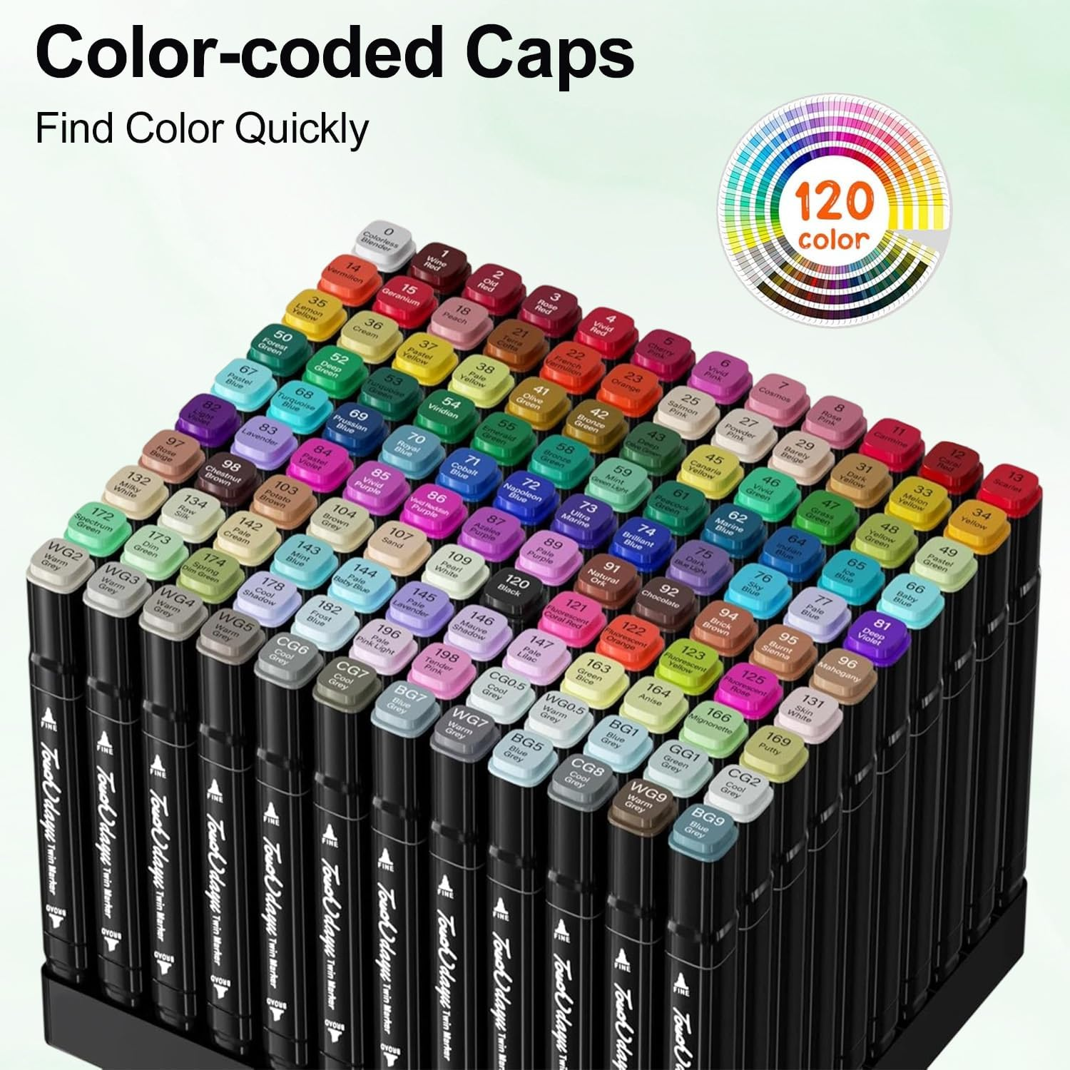 120 Colors Alcohol Markers Dual Tips, Art Markers Set Double Tipped for Kids & Adult, Highlighter Pen Sketch Markers for Painting, Coloring, Sketching and Drawing image number 6