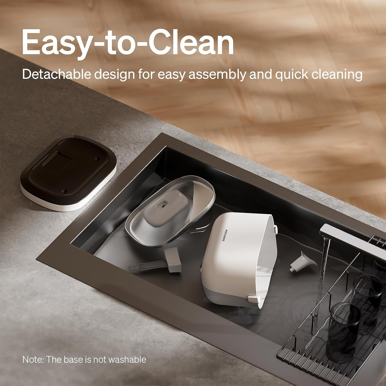 PETLIBRO Cordless Cat Water Fountain, Rechargeable Battery Operated Wireless Pet Water Fountain, Stainless Steel Tray Easy Clean, 2.5L (White, 2.5L) image number 1