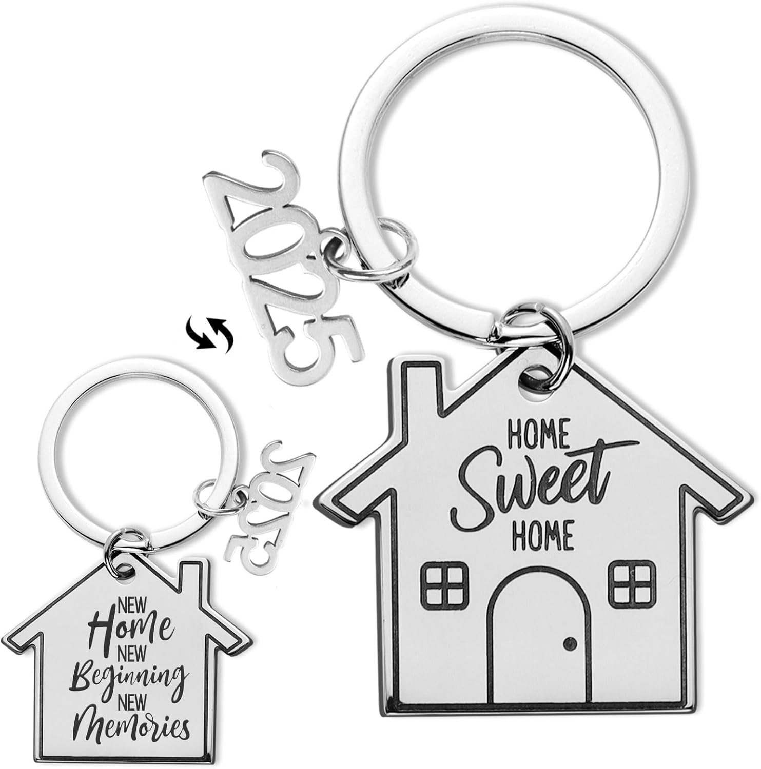 2Pc New Home Keyring New Home Gifts for Couple House Warming Gifts New Home Sweet Home Key Chain with Envelope First Home Gifts image number 1
