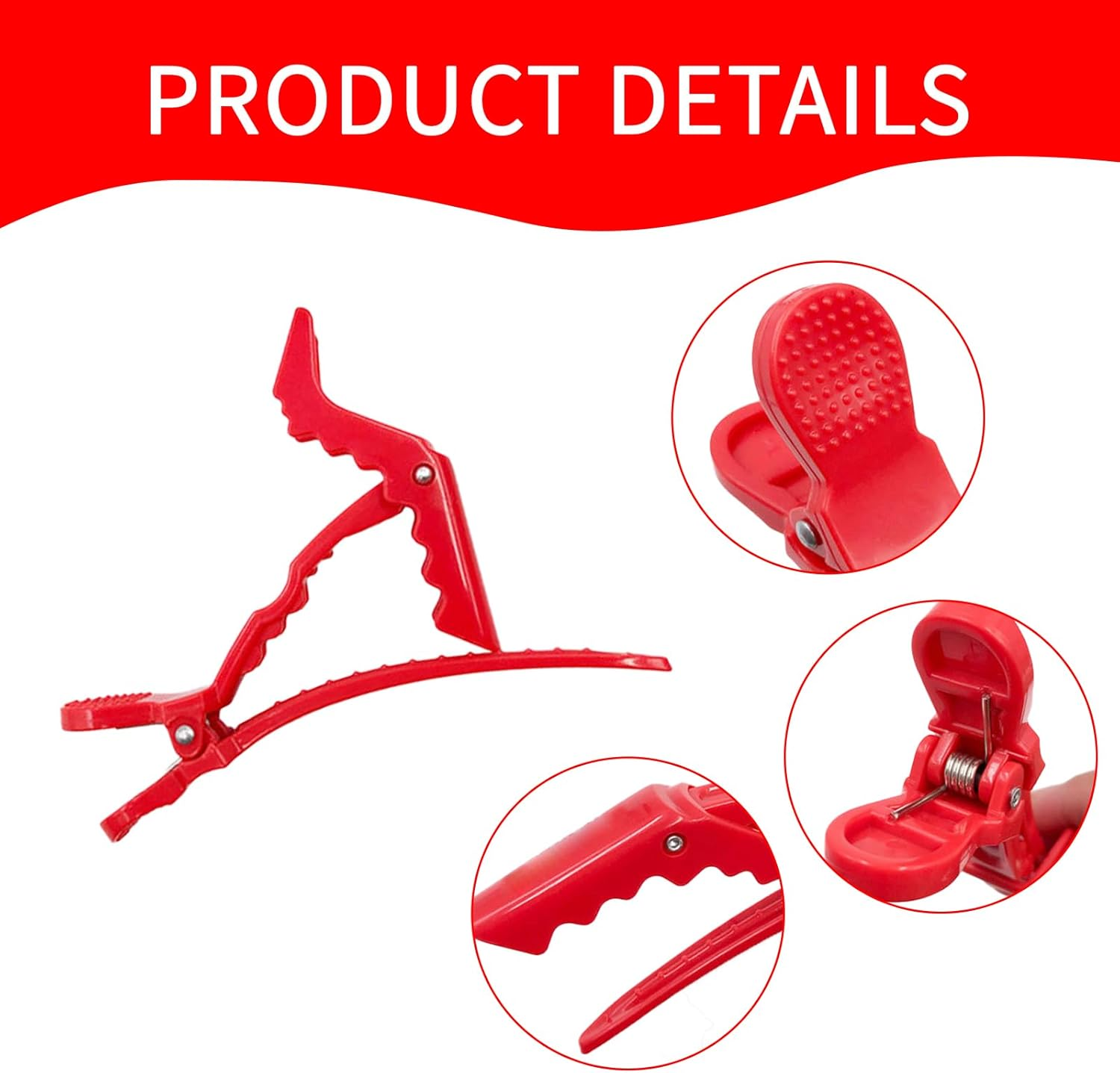 6 Hair Clips Hairdresser, Hair Clips for Styling and Cutting, No-Trace Section Clips Hairdresser with Silicone Band, Hair Clips for Styling and Cutting, Professional Salon Hair Clip Hairdresser image number 2