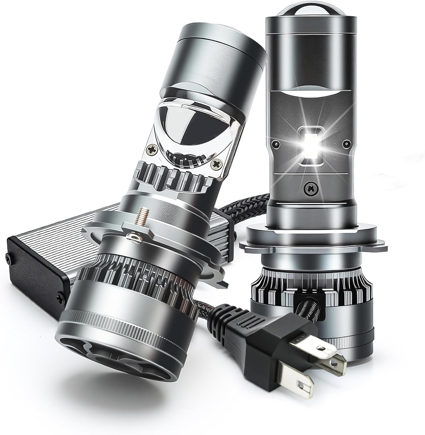 H4 9003 HB2 LED Headlight Bulbs with Projector, 600% Brightness 28000LM 6500K Xenon White Conversion Kit Plug and Play High/Low Beam Fog Light Bulb, Pack of 2 image number 1