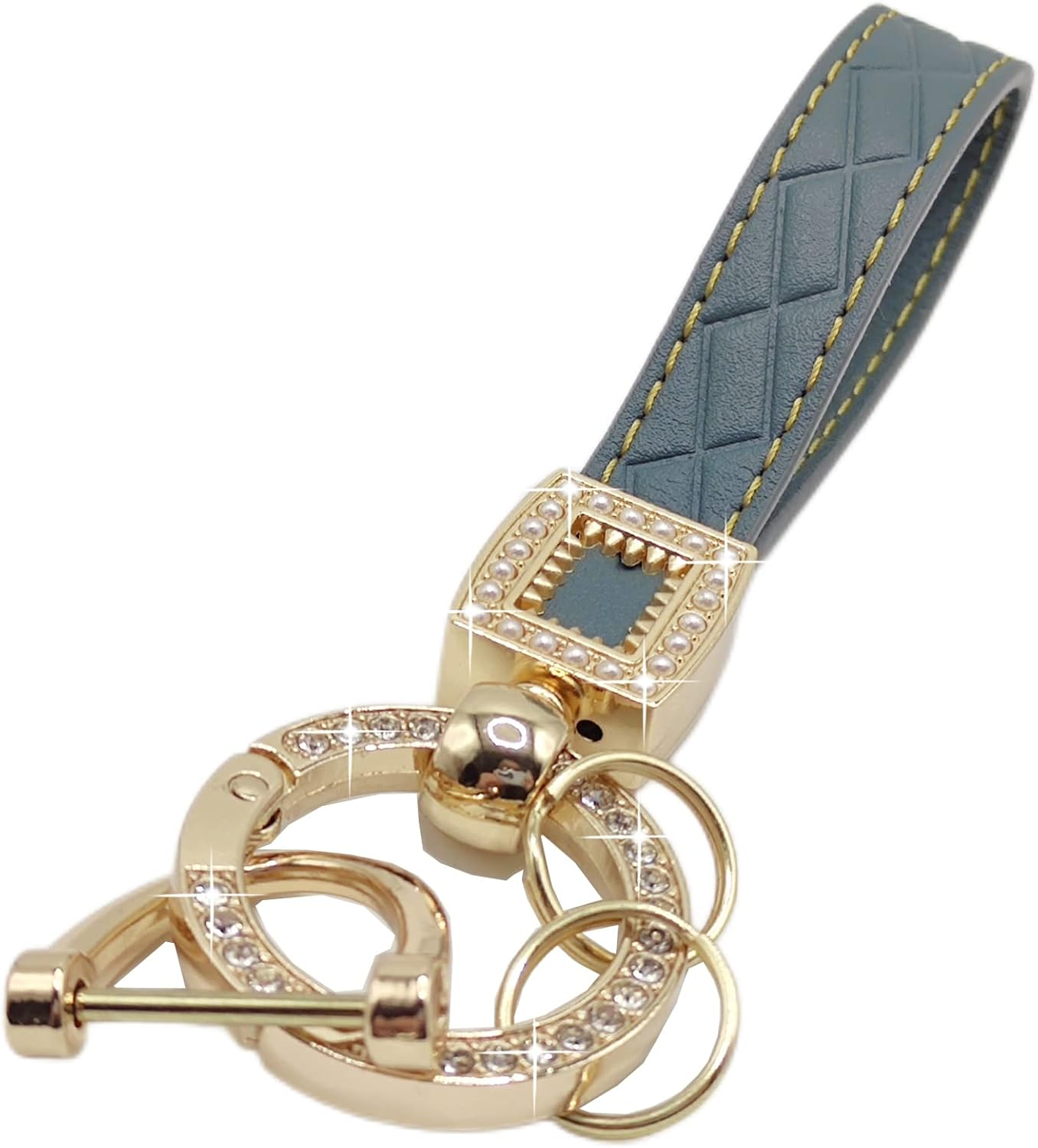 Daemson Microfiber Leather Car Keychain, Bling Diamond Keychains for Women, Car Key Fob Holder with 360 Degree Rotatable