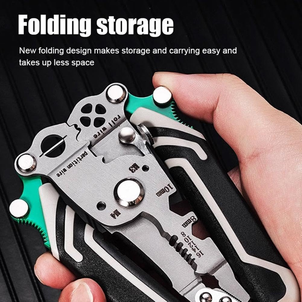 18 in 1 Foldable Wire Stripper,2024 Upgraded Multifunctional Foldable Professional Wire Stripper,Wire Stripper Twister/Wire Crimping Tool, Electrician Pliers Tools,Wire Crimper Electrician Tool A image number 4