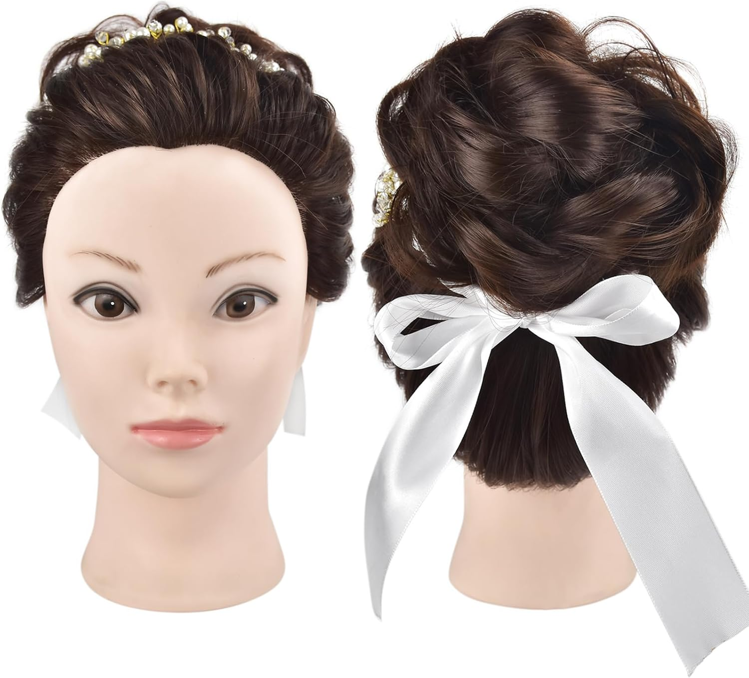Training Head, Blad Mannequin Head,71 Cm, with 100% Synthetic Hair, Mannequin Head for Cosmetology, with a Table Clamp