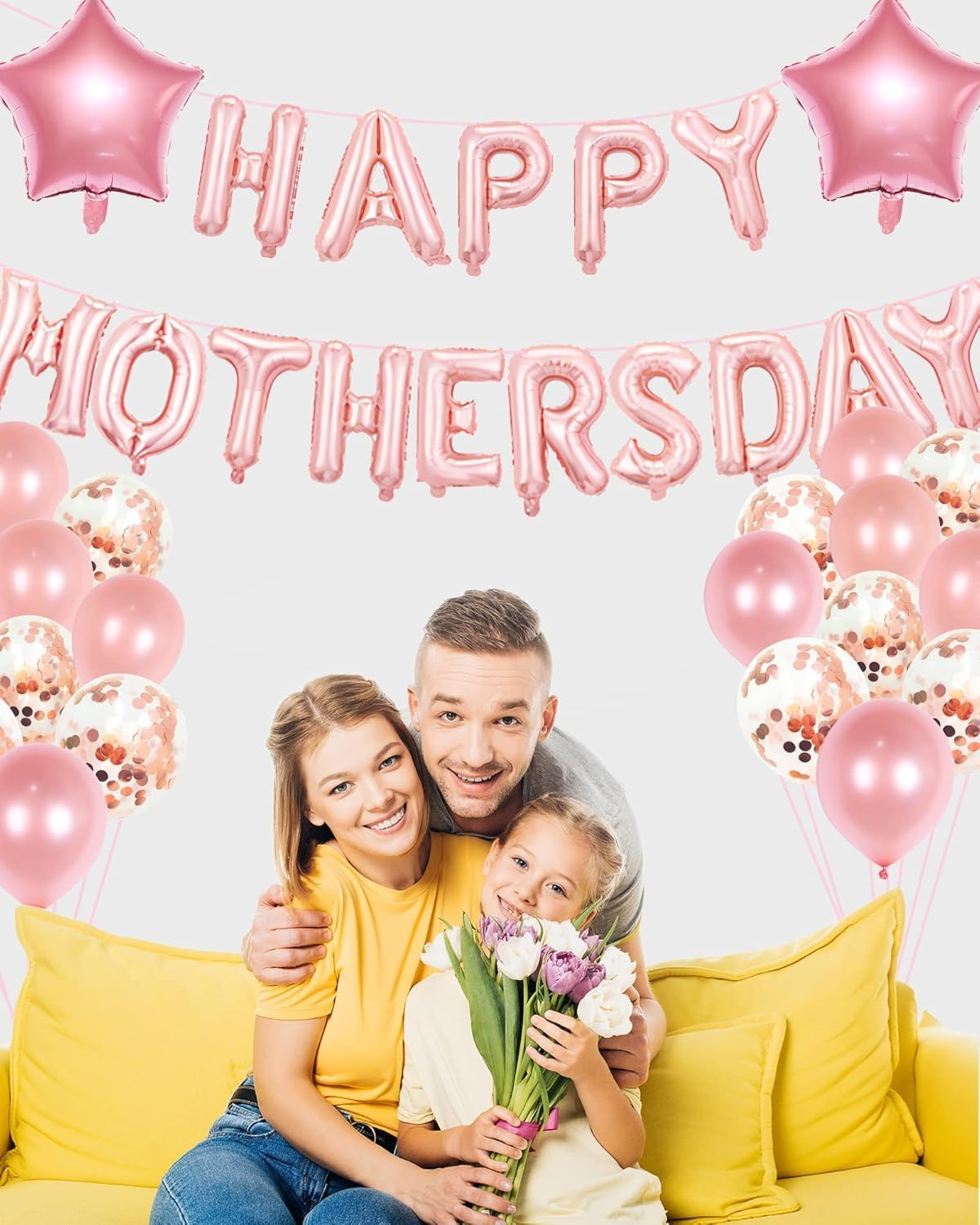 Mothers Day Party Balloons Kit Decorations Pink HAPPY MOTHERS DAY Letter Aluminum Mold Balloon Set - Best Mom Ever Decorations Mothers Birthday Party