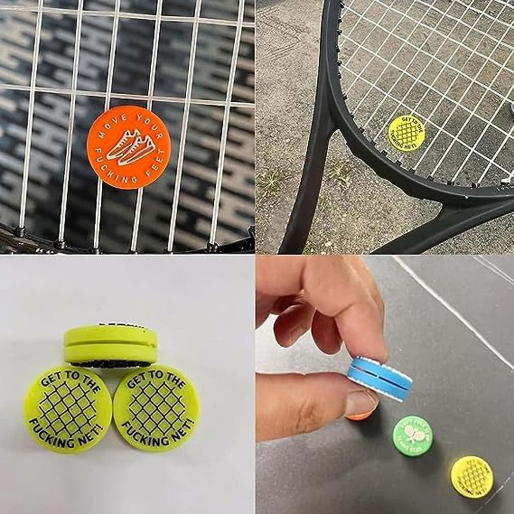 ZGLUZP 4 Pcs Spicy/Aggressive Reminder to Keep You on Your Tennis Game - Tennis Vibration Dampener, Tennis Racket Dampener, the Best Tennis Gift for Every Player Team Tennis Vibration Dampeners image number 2