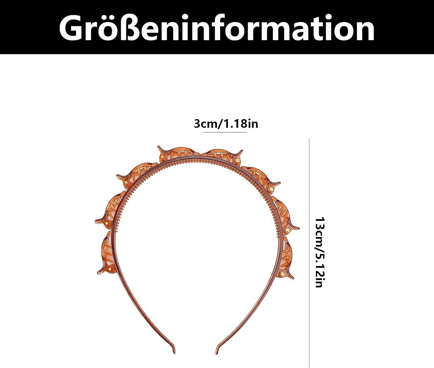 Pack of 2 Headband with Clips, Butterfly Clip Headband, Headband Clip, Double Bangs Hairstyle Hairpin, for All Hair Types and Hairstyles (Black and Brown)