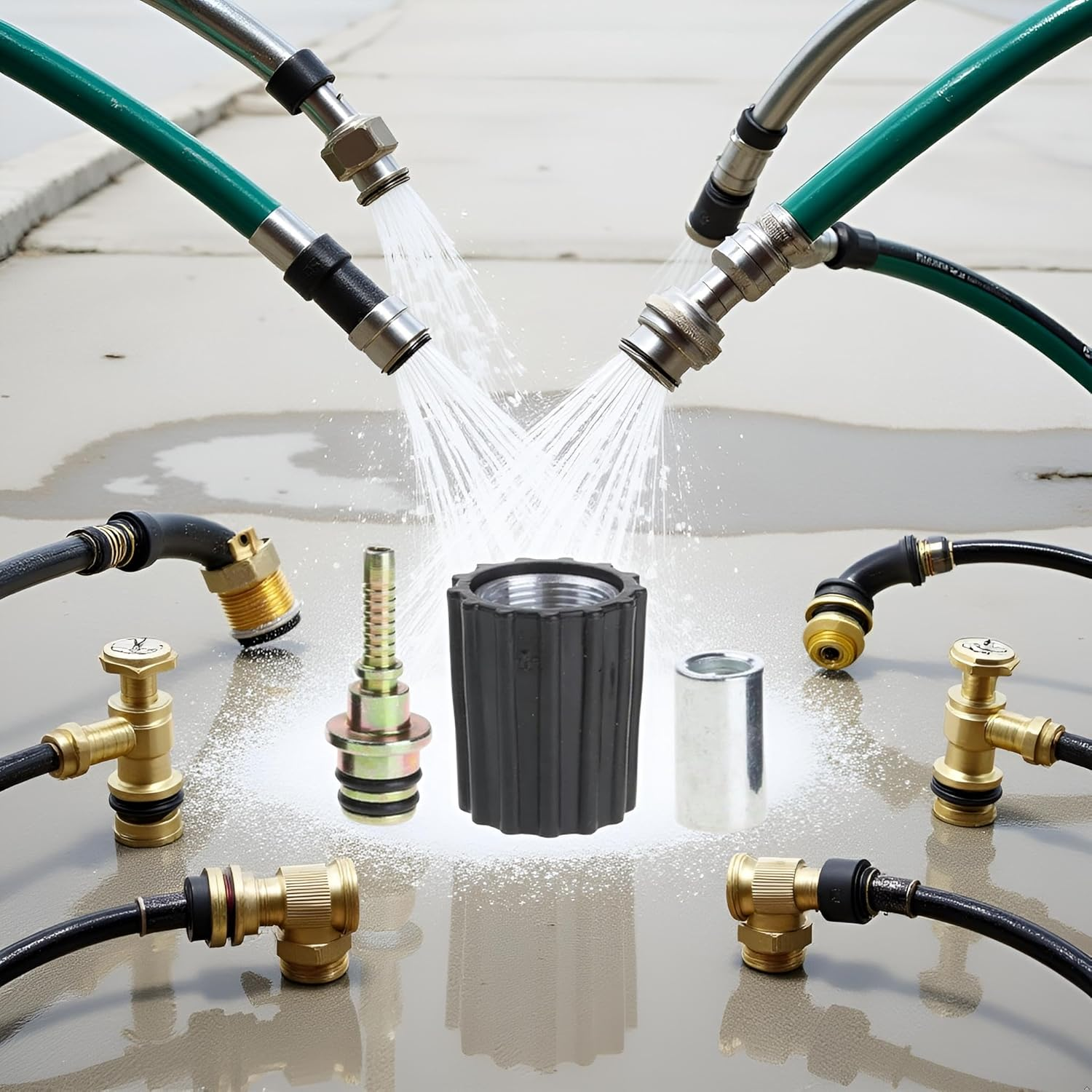 High Pressure Washer Hose Insert Fittings Car Washer Water Cleaning Hose Pipe Fitting Twistconnector Quick Fixing Pressure Washer Parts and Accessories a Set image number 4