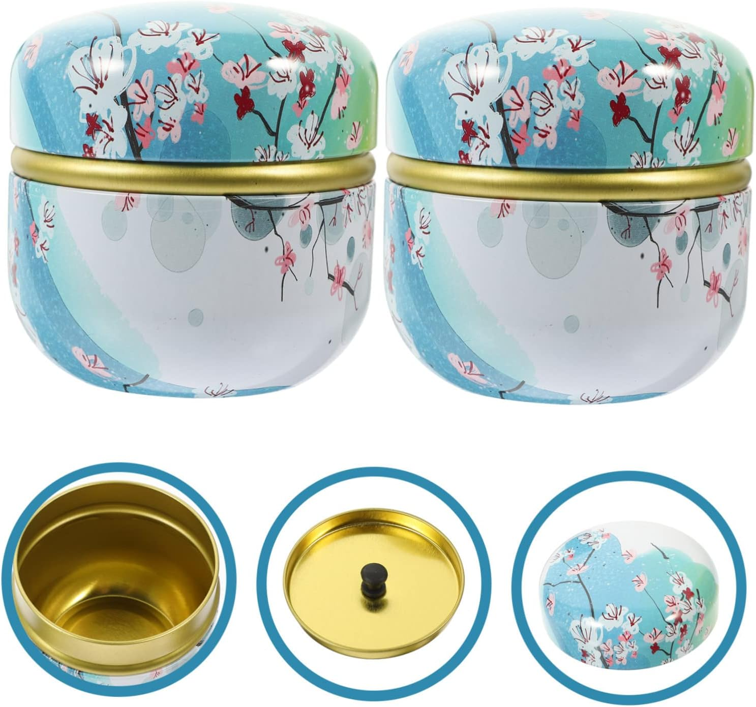 CIYODO 2Pcs Tinplate Storage Jars Multi-Function Tea Canisters Sealed Household Kitchen Supplies Candy Jar for Home Office Use image number 4