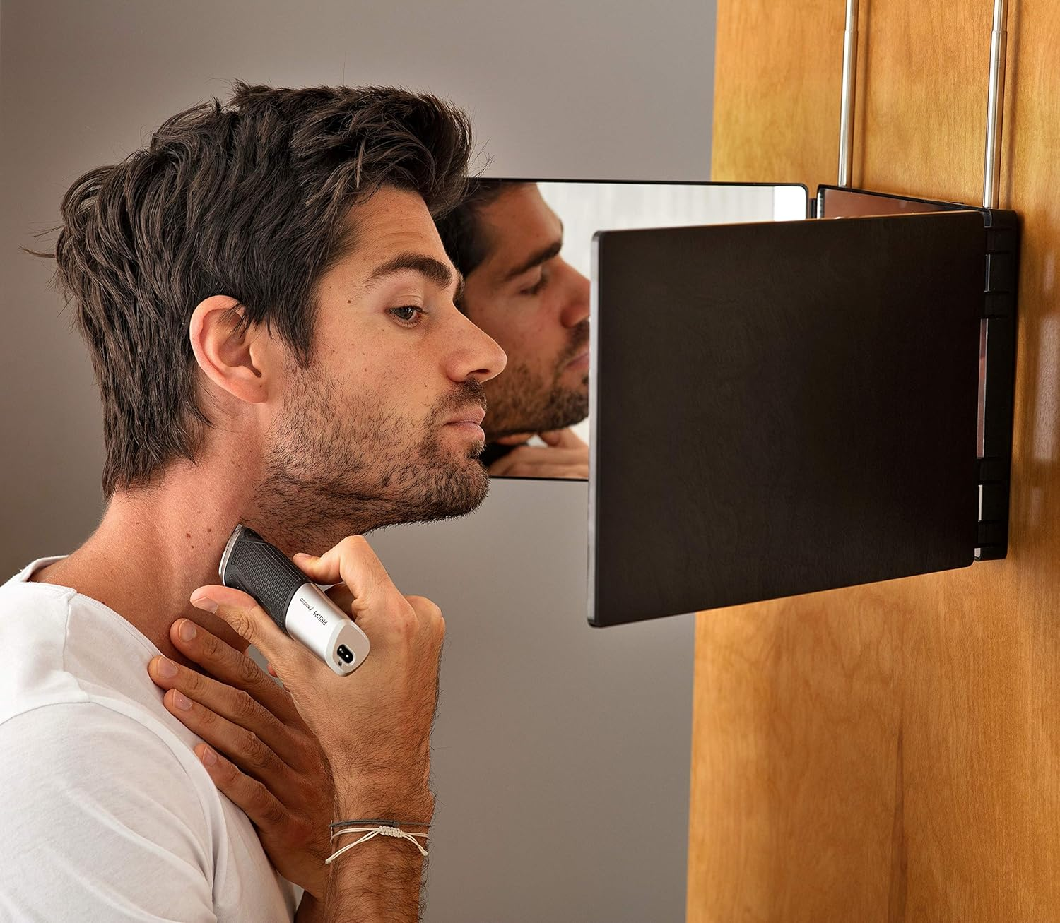 3 Way Mirror | Trifold Mirror for Self Hair Cutting and Styling for Men | DIY Haircut Tool to Cut, Trim, or Shave Your Head and Neckline at Home | Adjustable, Portable and Hands-Free