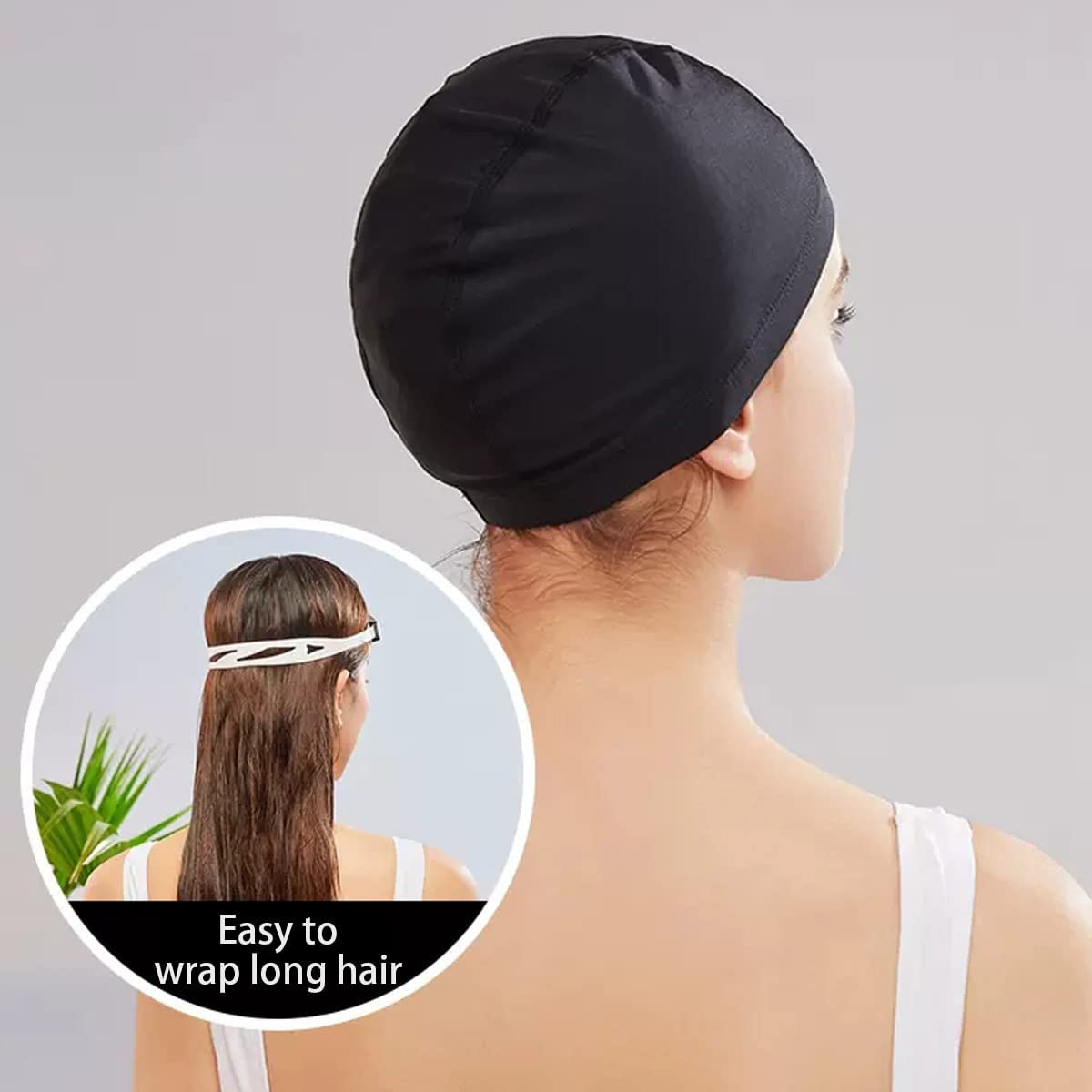 Swim Caps Swimming Bathing Hat Lycra Fabric PU Coating Elastic Waterproof Unisex Adult with Earplugs Nose Clip image number 1
