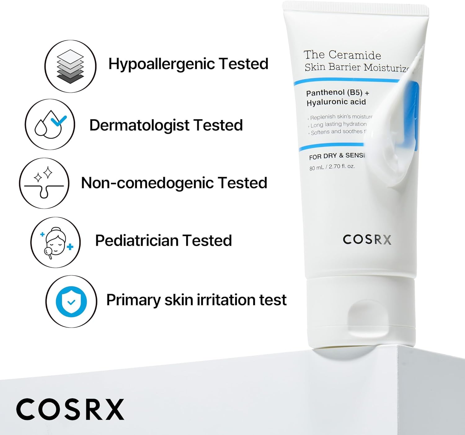COSRX Ceramide Skin Barrier Moisturizer for Face with 7 Ceramides, Hyaluronic Acid & Panthenol for All Skin Types, 2.7 Fl.Oz, Korean Skin Care