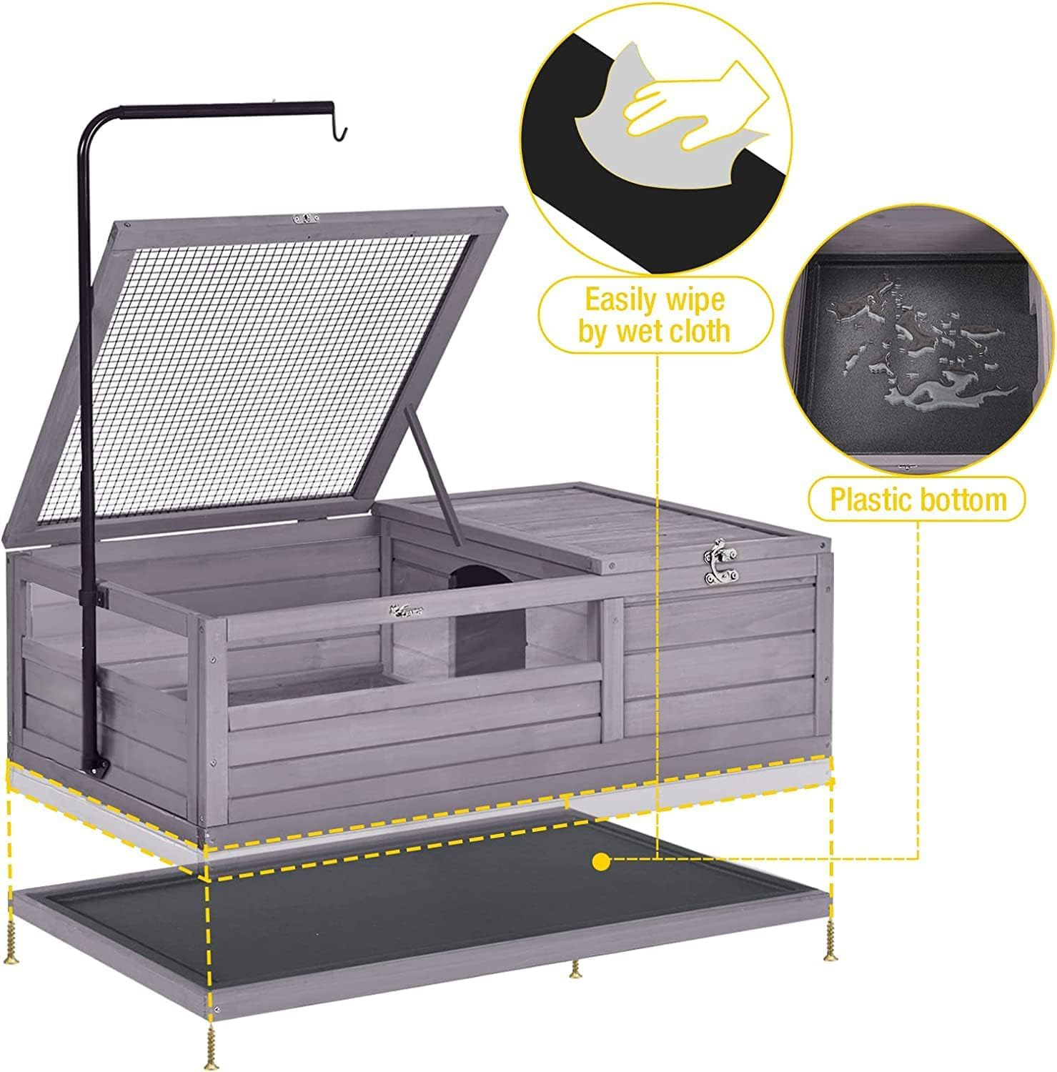 Tortoise Cage Large Tortoise House, Indoor Tortoises Enclosure for Small Animals, Outdoor Reptile Cage - Weatherproof Bottom for Tortoise Table image number 3