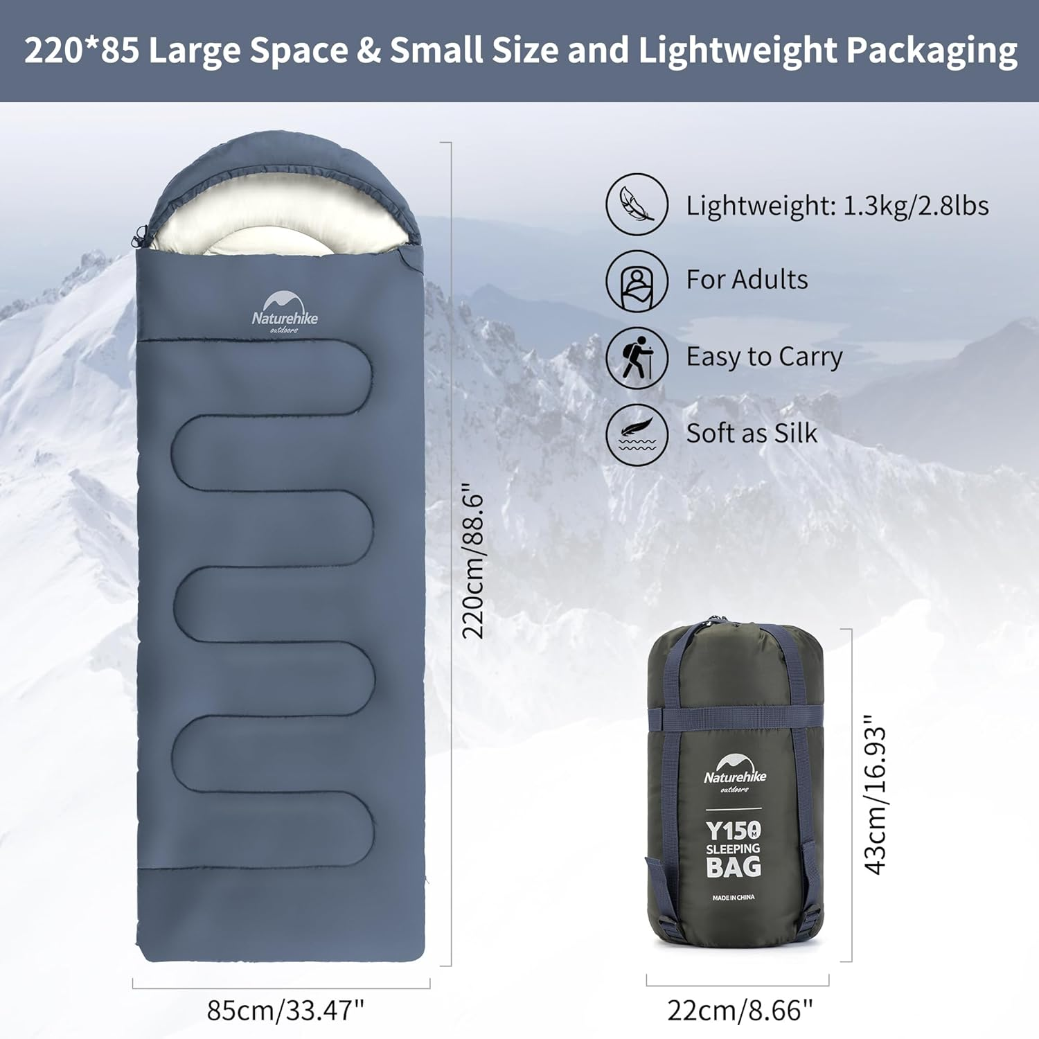 Naturehike Camping Sleeping Bag - Lightweight Waterproof Portable Splicable for Adults 3 Seasons,Hiking/Backpacking/Outdoor and Indoor Used with Storage Sack image number 5