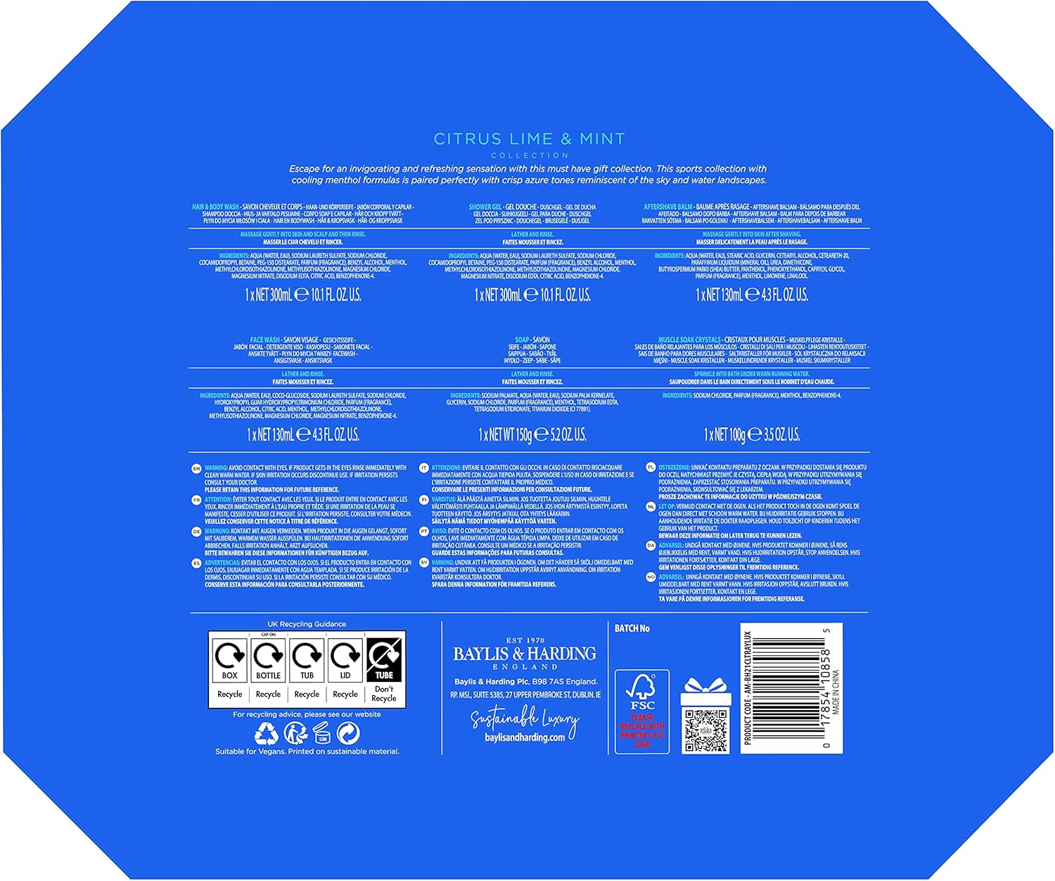 Baylis & Harding Citrus Lime & Mint Ultimate Preening Gift Set with Cooling Menthol, Invigorating Shower Gift - Only at Amazon - Vegan Friendly image number 2