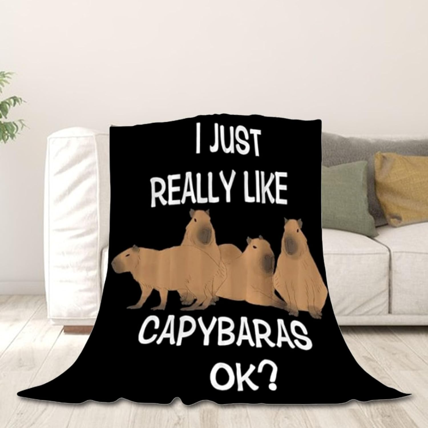 Juvanovo Capybara Blanket, 100 X 130 Cm Capybara Cuddly Blanket, Capybara Flannel Blanket, Capybara Soft Blanket, Capybara Sofa Blanket, Capybara Bed Linen, Capybara Merch for Children Adults (A)
