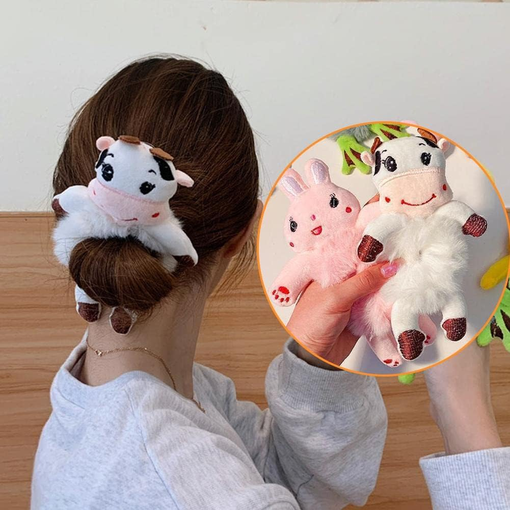 PLGEBR Cute Cartoon Plush Hair Tie, Cute Hair Head Rope Ponytail Holster,Hair Scrunchies Velvet Elastic Hair Bands,Women Girls Hair Accessories image number 3