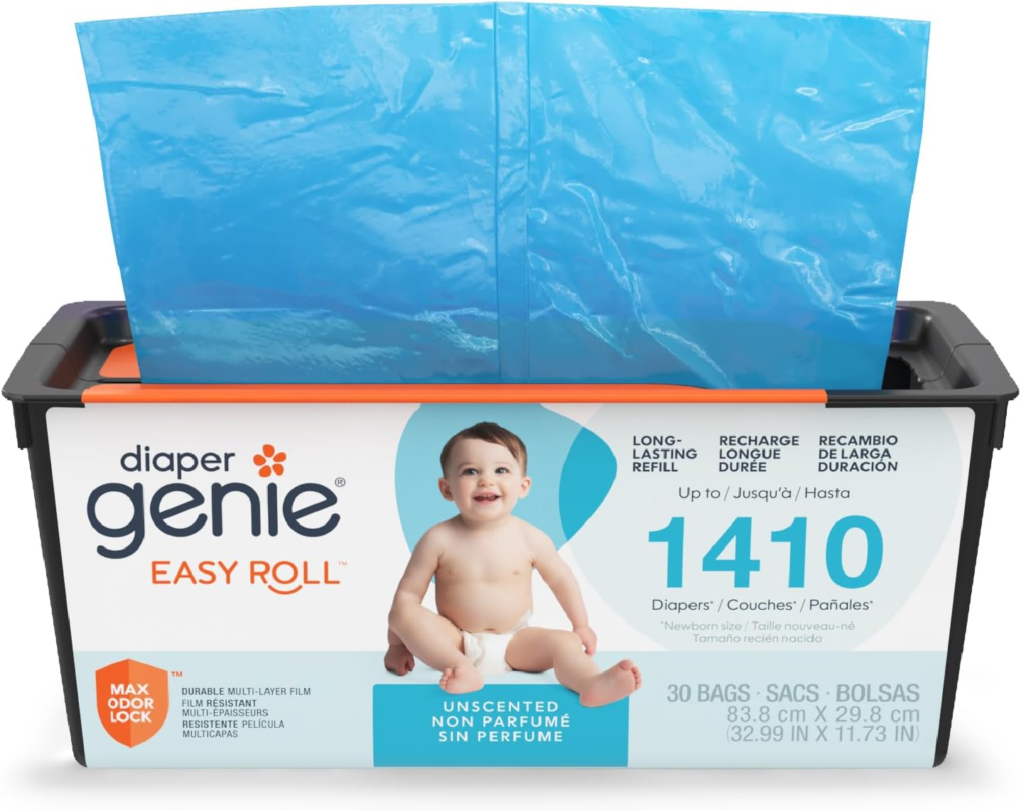 Diaper Genie Easy Roll Refill with 30 Bags | Lasts up to 8 Months or Holds up to 1410 Newborn Diapers per Refill image number 4