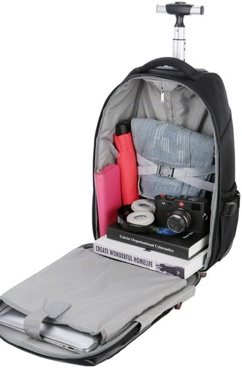 19 Inch Wheeled Rolling Backpack Travel Backpack, Wheeled Backpack, Waterproof and Stylish Portable Laptop Bag, Durable and Quiet Wheel Foldable Strap, Suitable for Student and Business Travel image number 1