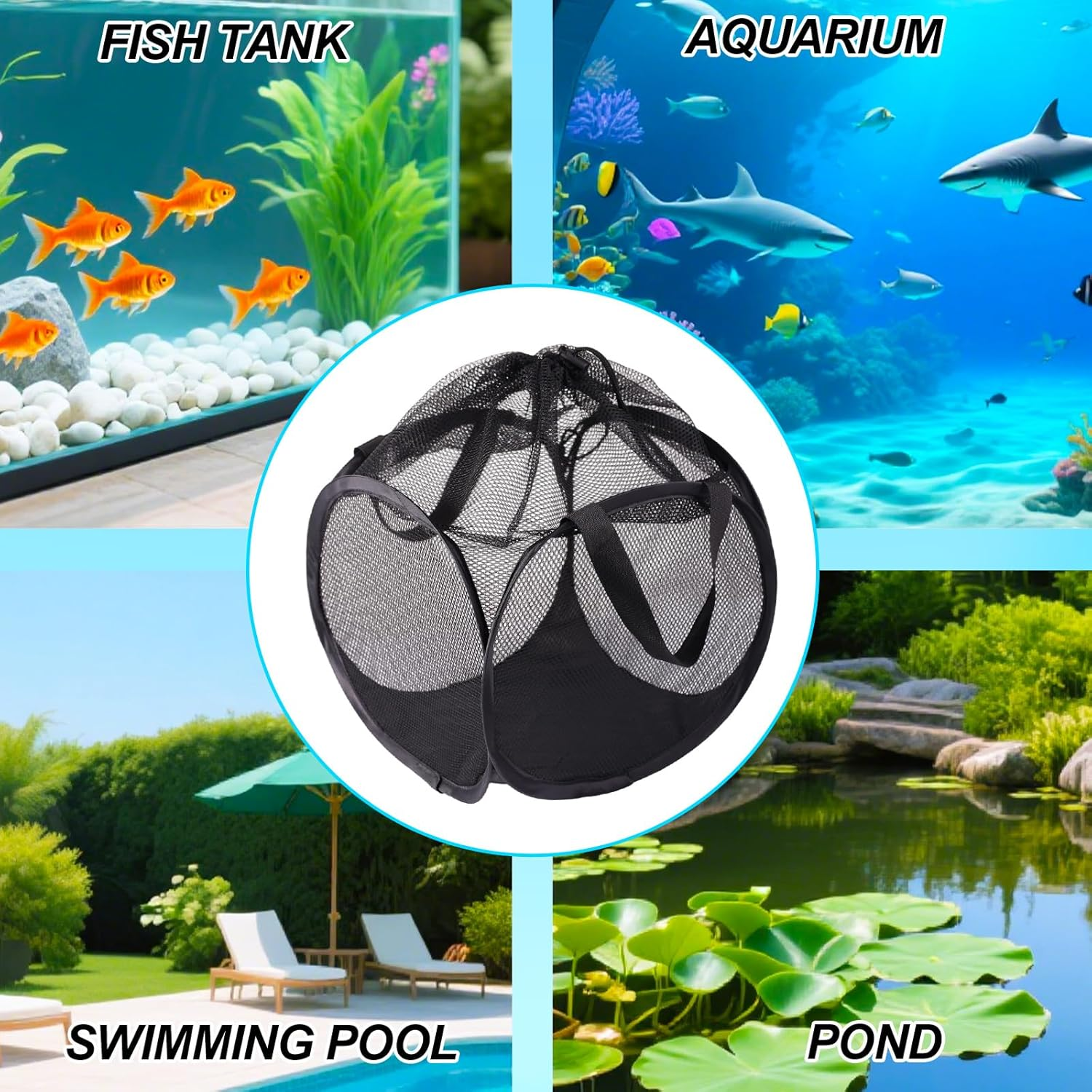 Pop up Pond Filter Bag, 9.8In Pump Barrier Box Anti-Clogging Sturdy Industrial Ultra-Fine Mesh Water Pump Cover for Outdoor Water Ponds Filters (Black) image number 6