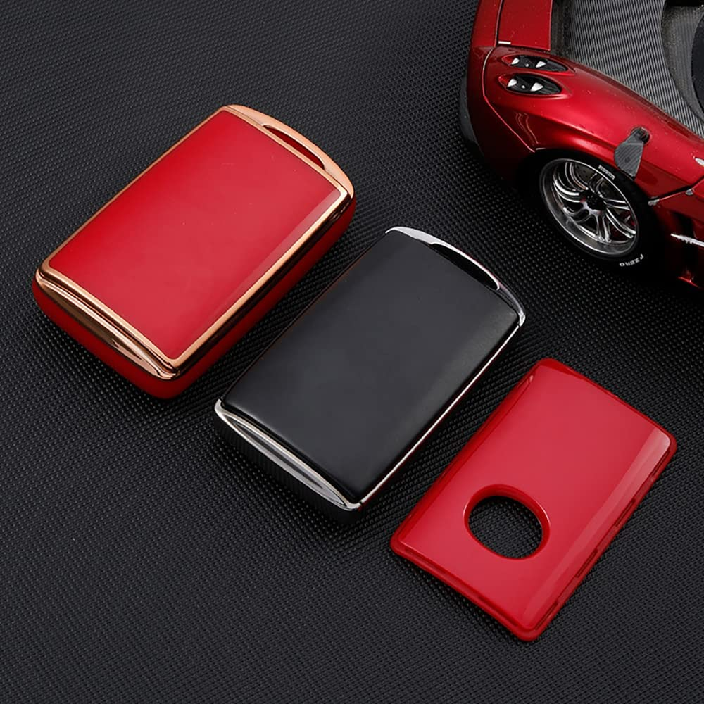 Ontto Car Key Fob Cover Fit for Mazda 3 CX-30 CX-5 CX-9 Mazda 3 Sedan 2019 2020 Smart Key Case Keyring TPU Silicone Key Shell Key Holder Keychain Protective Accessories Beige image number 6