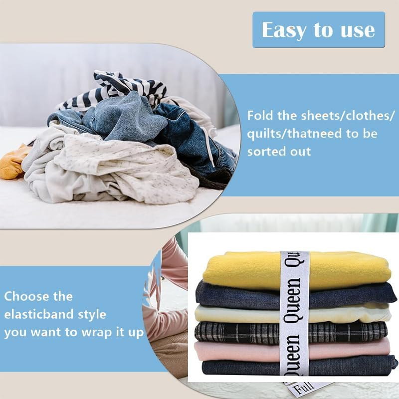 Bluejunior Bed Sheet Organizer Bands,8 Pcs Elastic Closet Organization Sheet Straps Elastic Bed Sheet Storage Sheet Keeper, Storage Labels Bedding Bands (Queen) image number 5